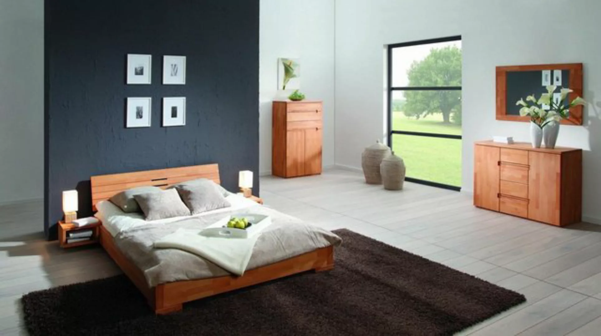 Natur24 Einzelbett Bett Bento 10 Sonderlänge 160x220 Kernbuche Holzkopfteil günstig online kaufen