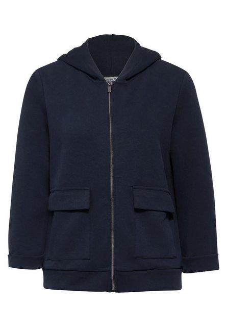 STREET ONE Strickjacke LTD QR silk look hoody jacket, deep blue günstig online kaufen