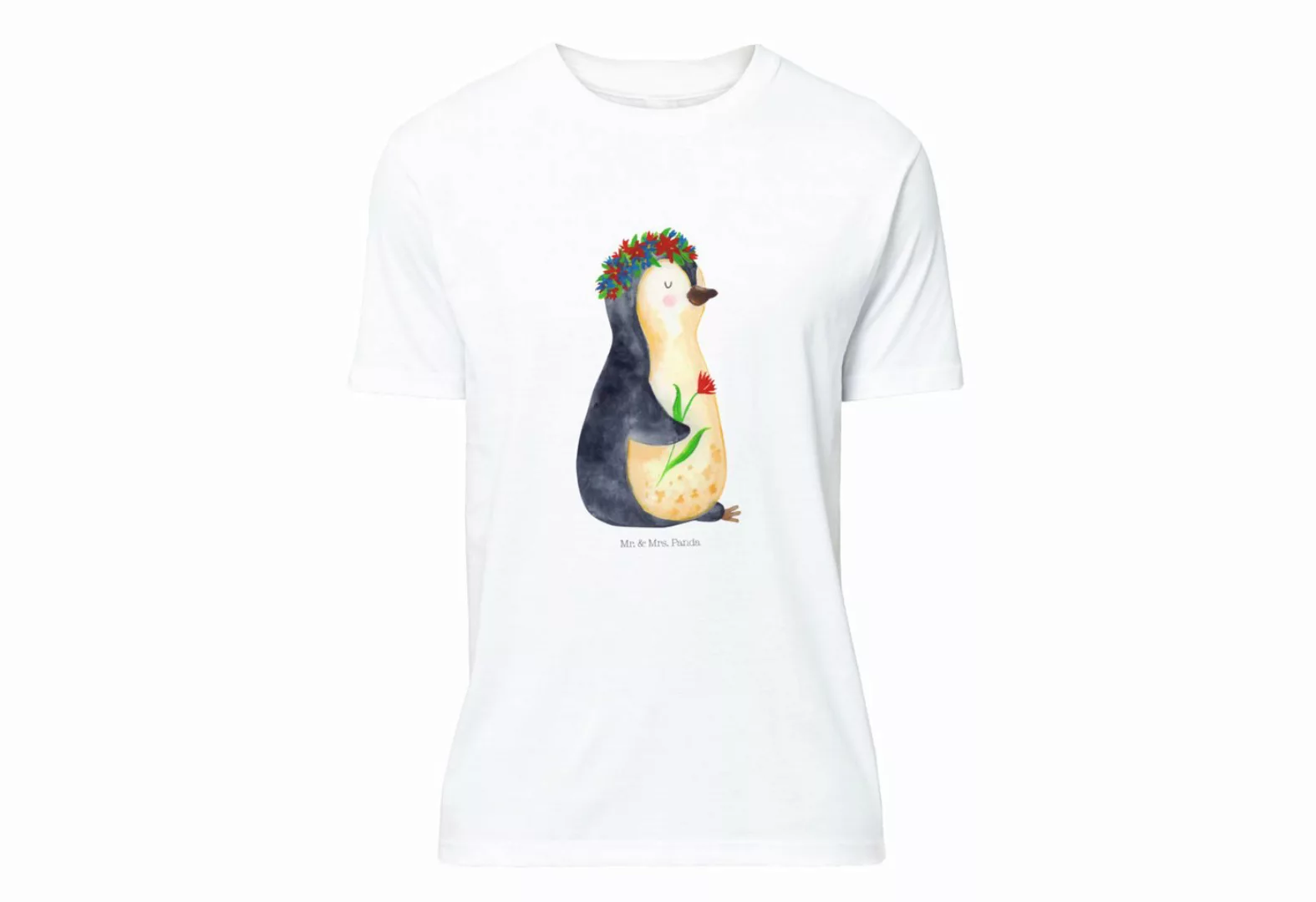 Mr. & Mrs. Panda T-Shirt Pinguin Blumenkranz - Weiß - Geschenk, Sprüche, Le günstig online kaufen