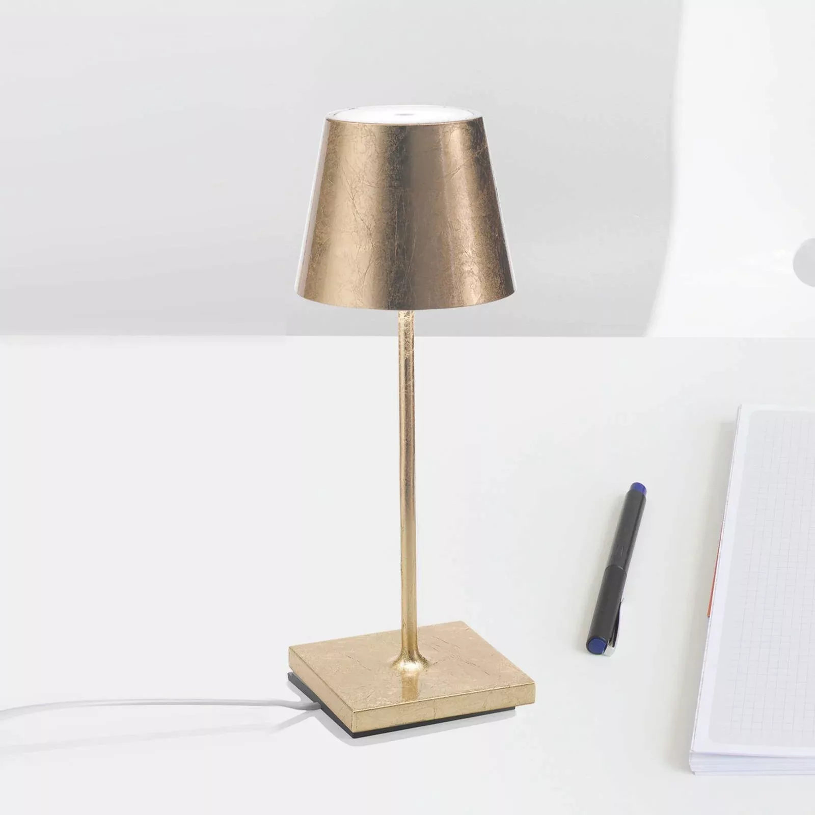 LED Akku Tischleuchte Poldina Mini in Gold-matt 2,2W 154lm IP54 günstig online kaufen