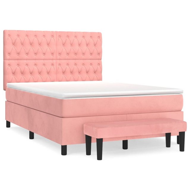 vidaXL Boxspringbett Boxspringbett mit Matratze Rosa 140x200 cm Samt Bett B günstig online kaufen