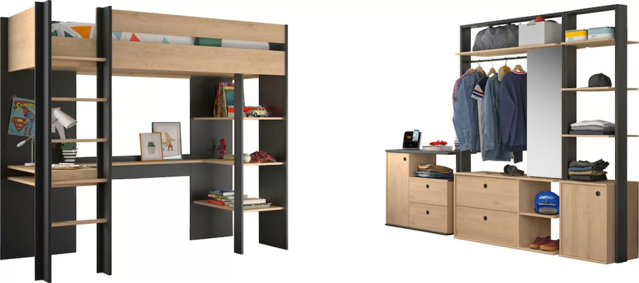Gami Jugendzimmer-Set "Duplex", (4 St., 2x offenes Schranksystem, Kommode, günstig online kaufen
