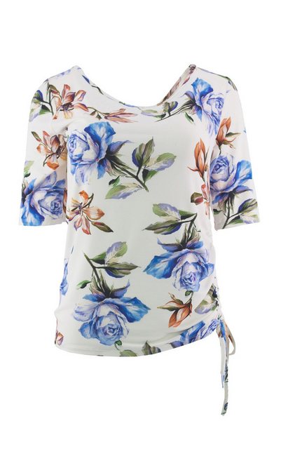 Passioni Print-Shirt Sommer-T-Shirt mit Blumendruck und 3/4-Ärmeln günstig online kaufen