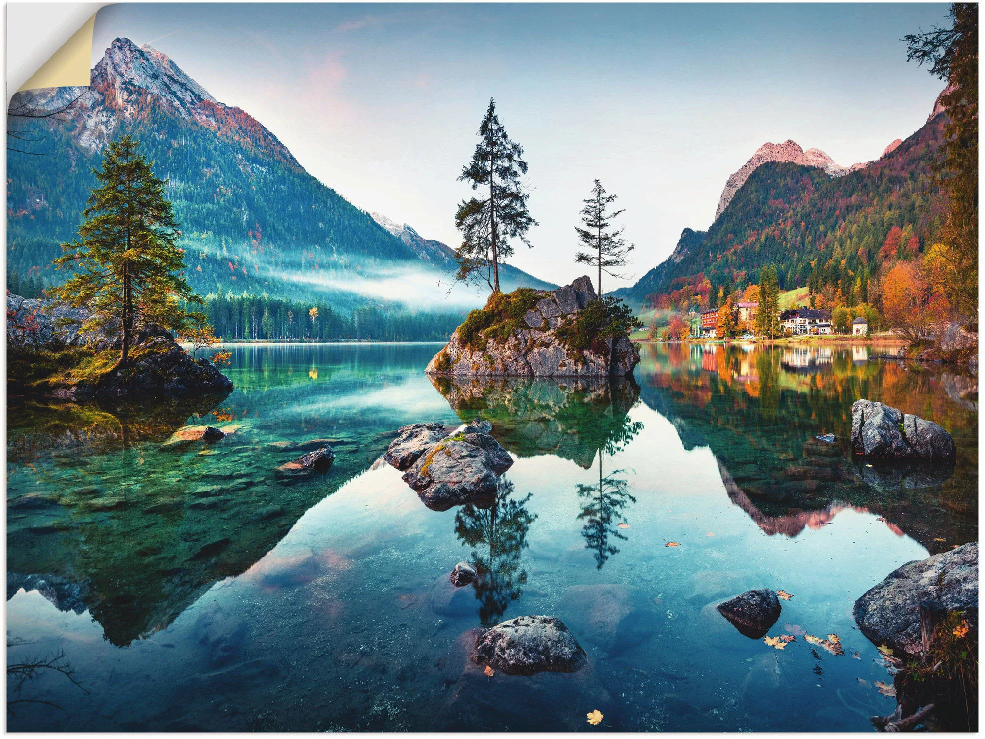 Artland Wandbild "Herbstszene des Hintersee vor Alpen", Seebilder, (1 St.) günstig online kaufen