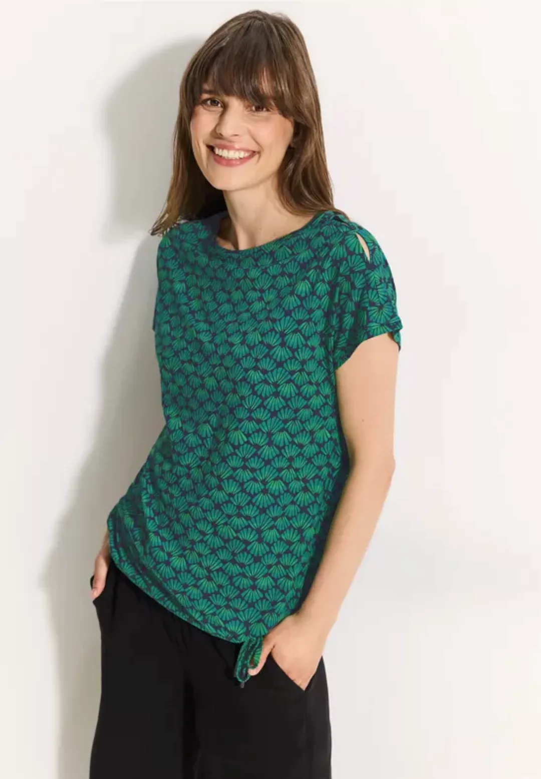 Cecil T-Shirt Cecil T-Shirt mit Print in Fresh Apple Green (1-tlg) Tunnelzu günstig online kaufen