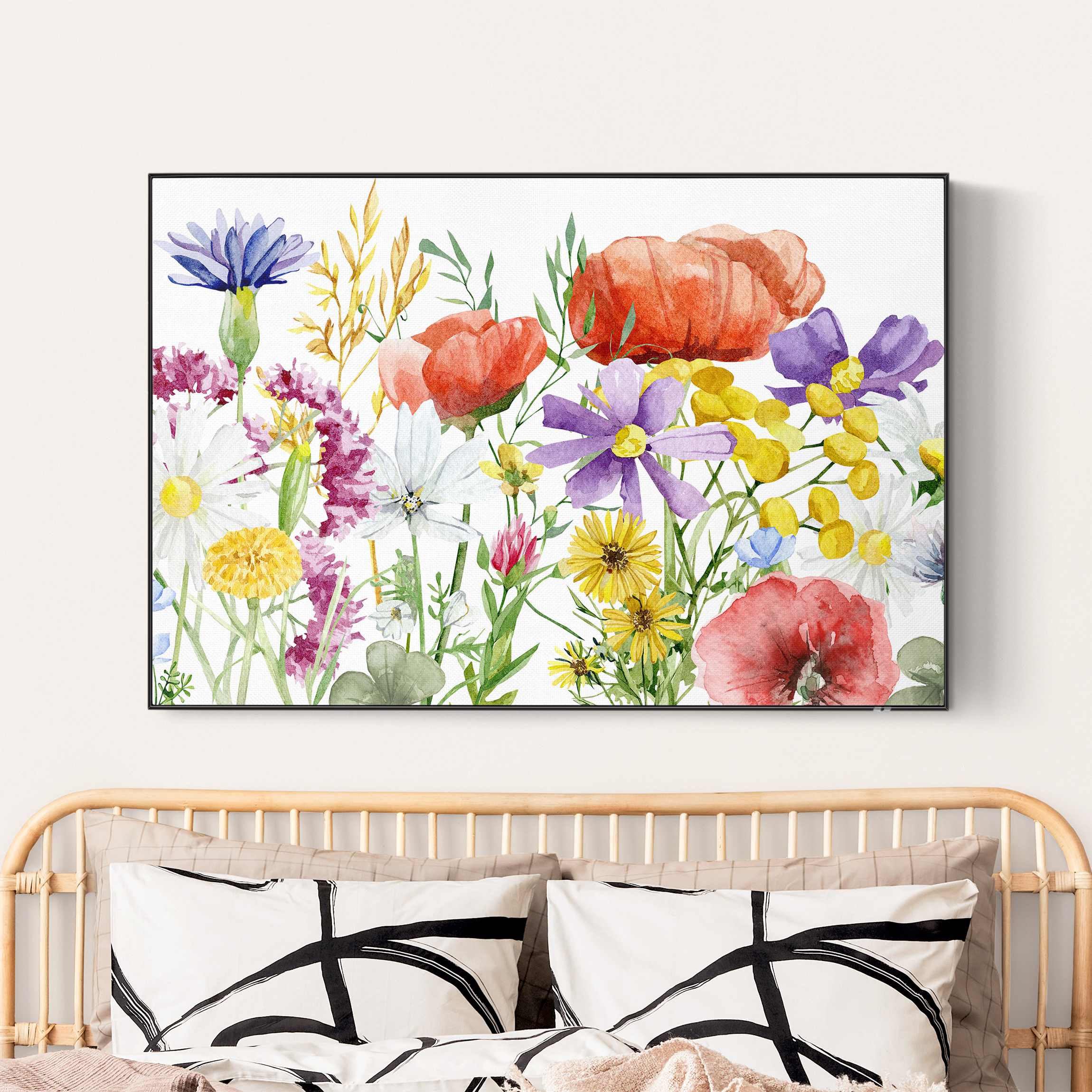 Akustik-Wechselbild mit Spannrahmen Aquarellierte Blumen günstig online kaufen