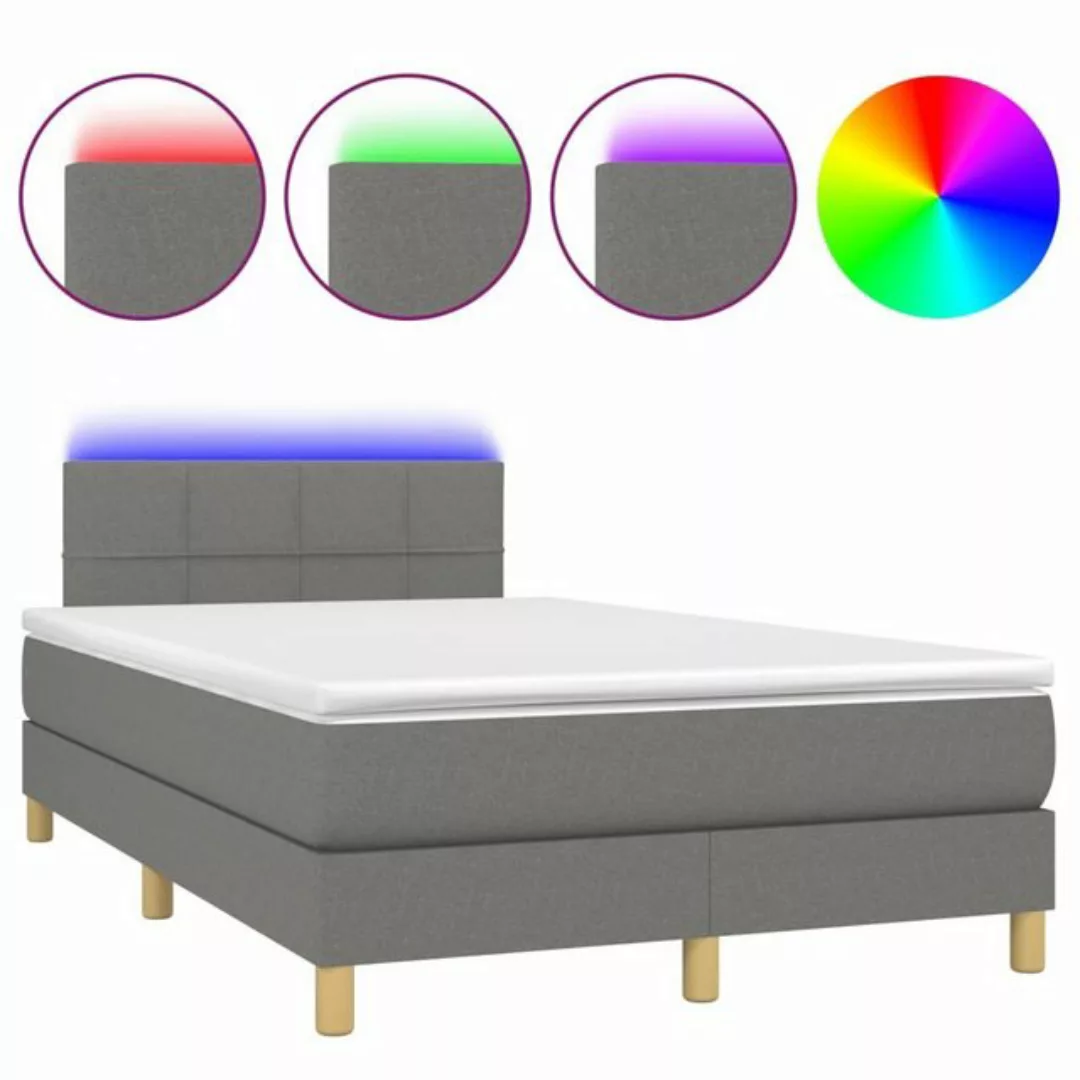 vidaXL Boxspringbett Boxspringbett mit Matratze LED Dunkelgrau 120x200 cm S günstig online kaufen