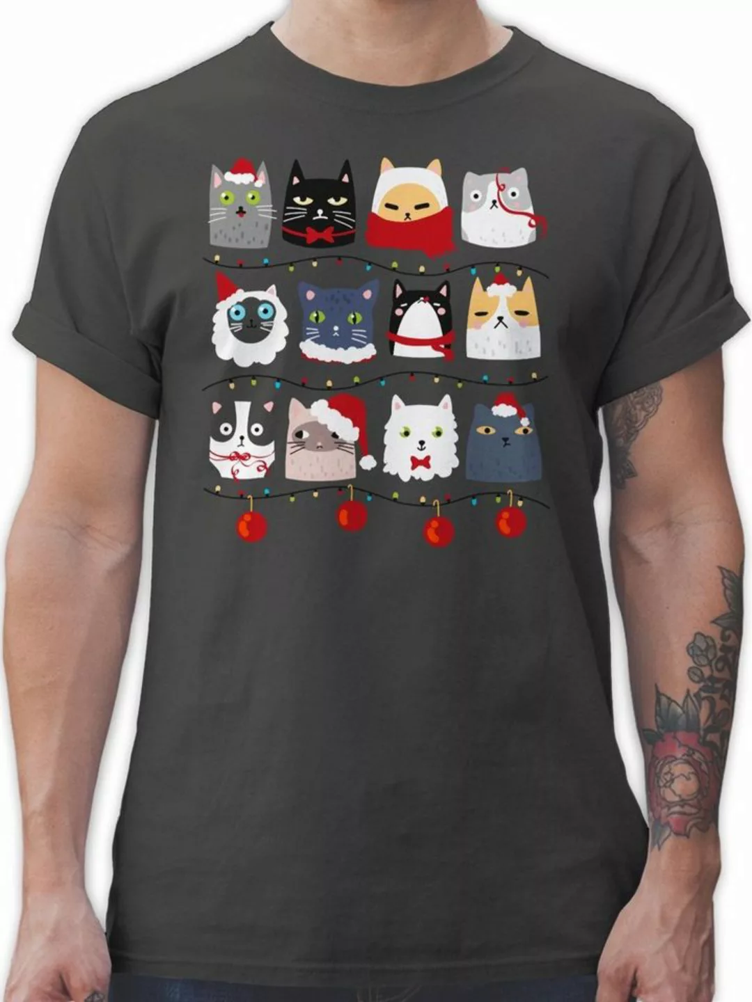 Shirtracer T-Shirt Katzen zu Weihnachten Weihachten Kleidung günstig online kaufen