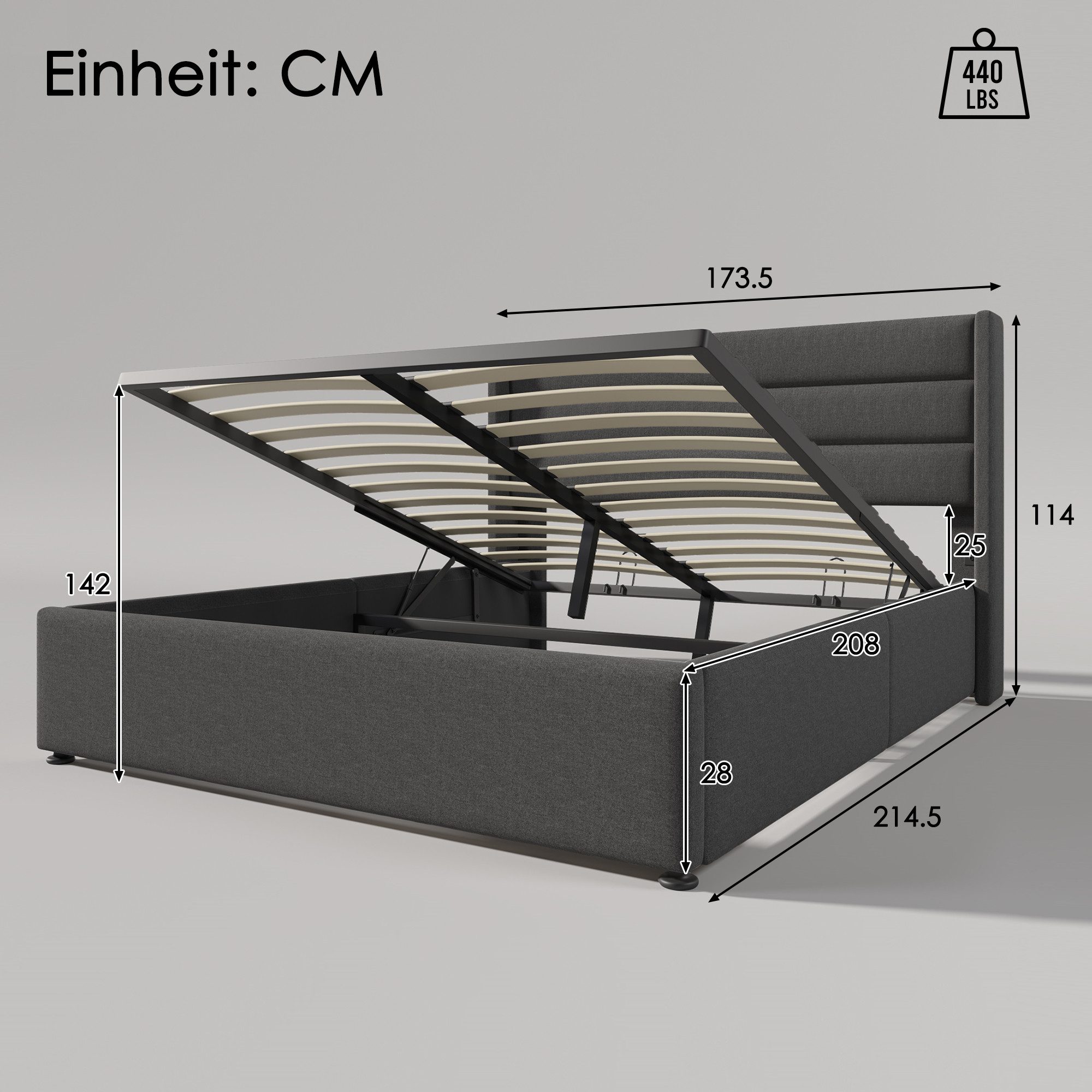 STILVORA Polsterbett 160x200 Hydraulisch Stauraumbett Doppelbett günstig online kaufen