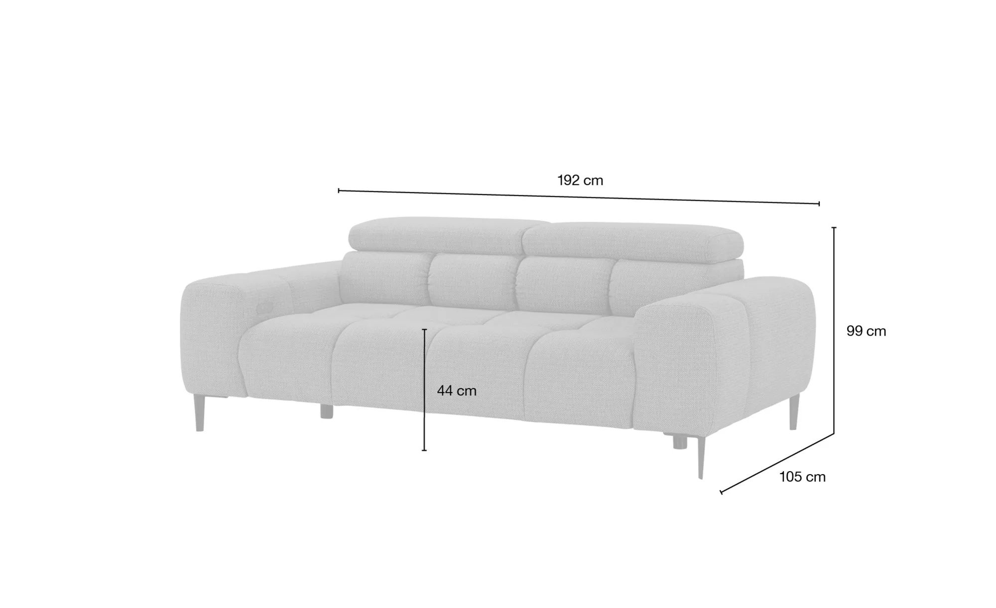 switch Sofa 2-sitzig mit Kopfteilverstellung Plaza ¦ grau ¦ Maße (cm): B: 1 günstig online kaufen