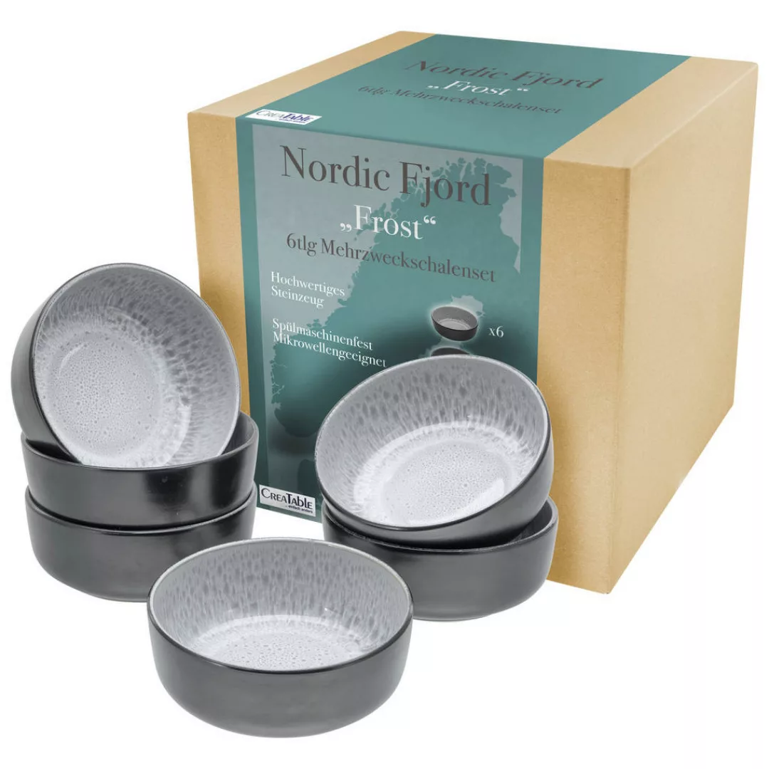CreaTable Schalen-Set Nordic Fjord Frost grau Steinzeug D: ca. 15,5 cm günstig online kaufen