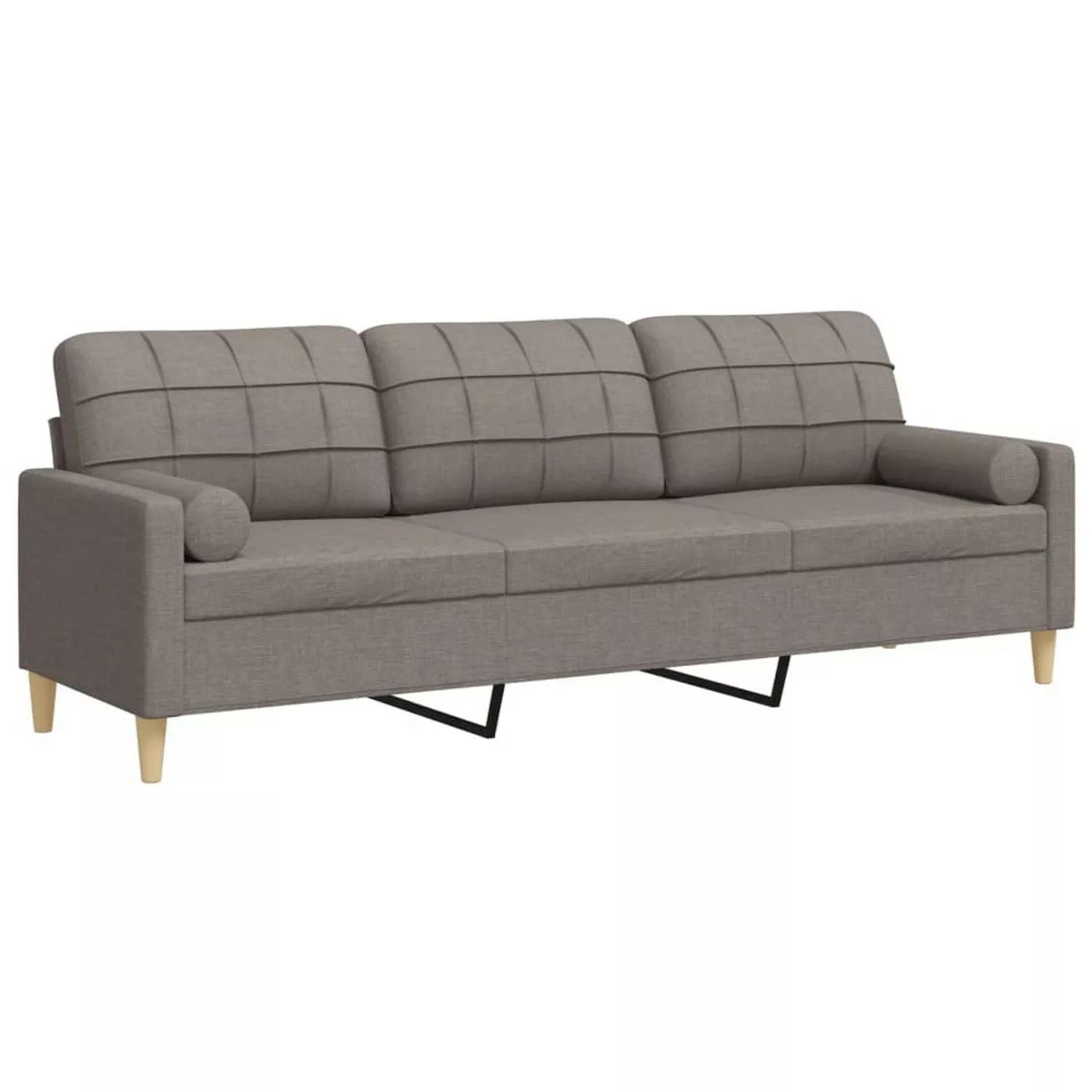 vidaXL Sofa Sofa 3-Sitzer mit Zierkissen Taupe 210 cm Stoff günstig online kaufen