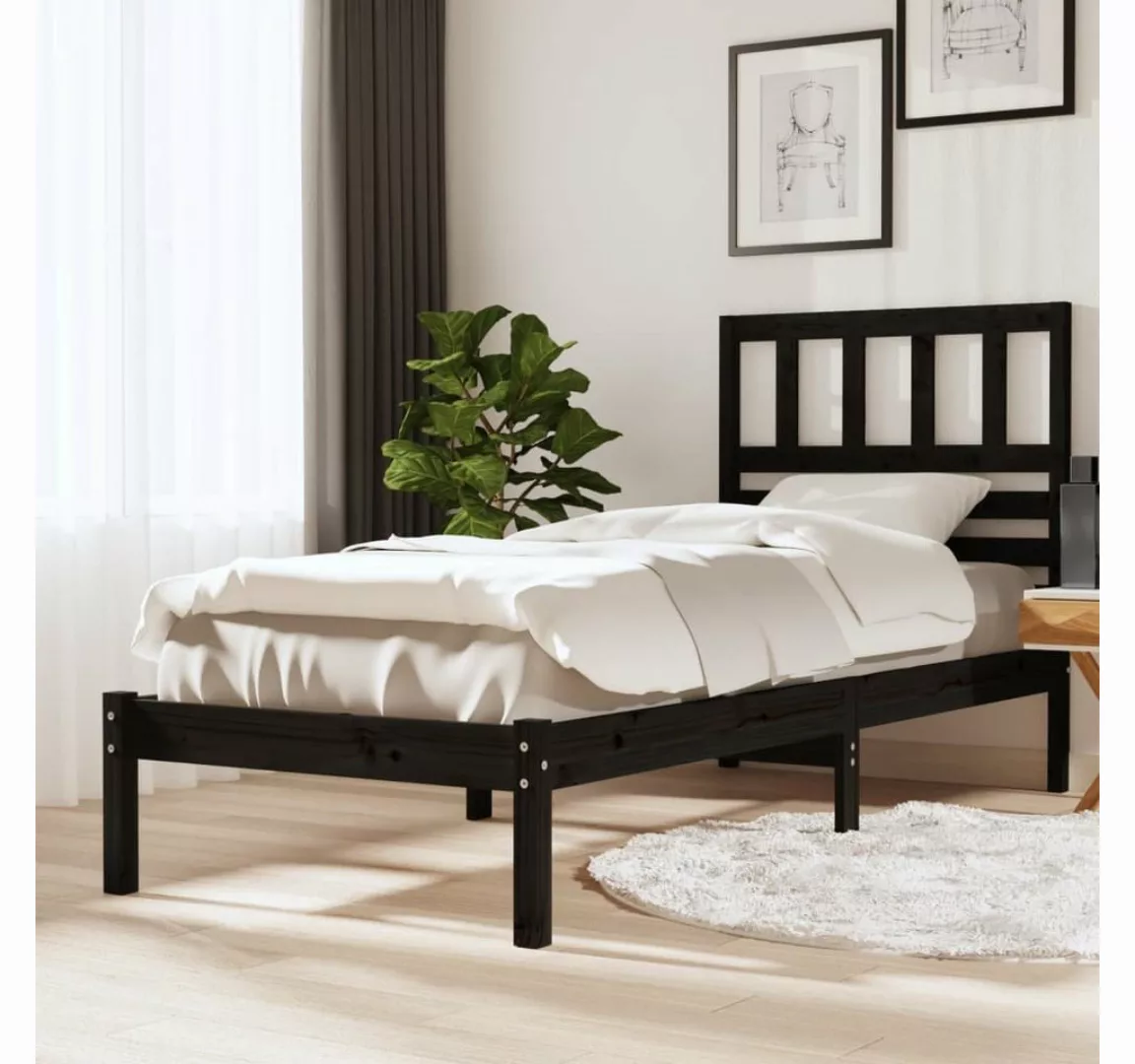 furnicato Bett Massivholzbett Schwarz Kiefer 90x200 cm günstig online kaufen