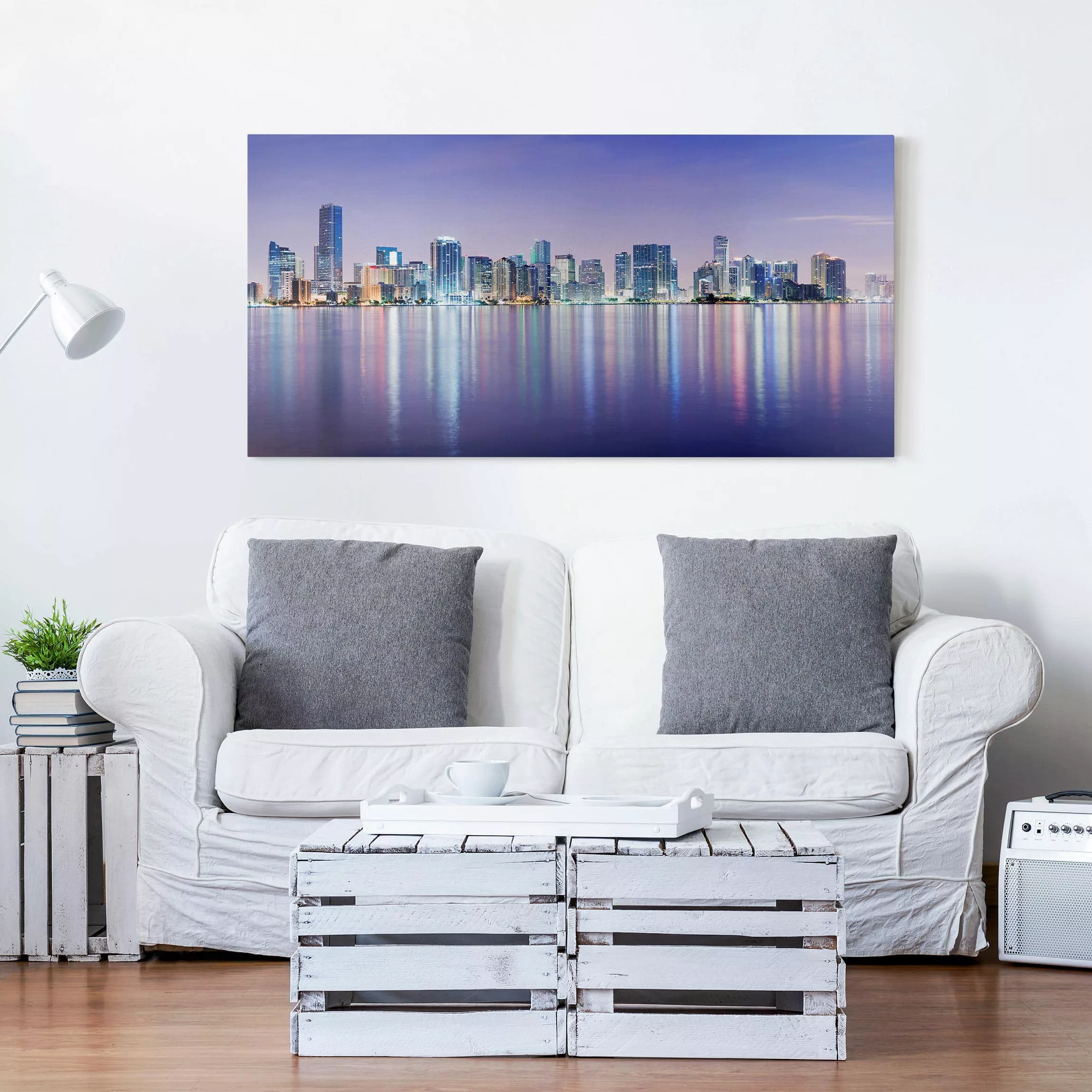 Leinwandbild Architektur & Skyline - Querformat Purple Miami Beach günstig online kaufen