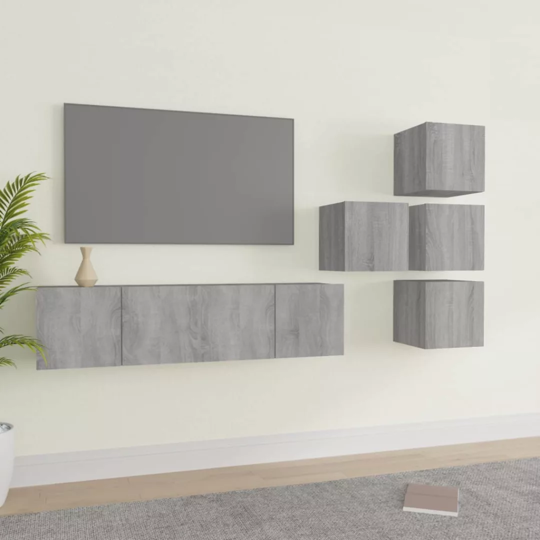Vidaxl 6-tlg. Tv-schrank-set Grau Sonoma Holzwerkstoff günstig online kaufen