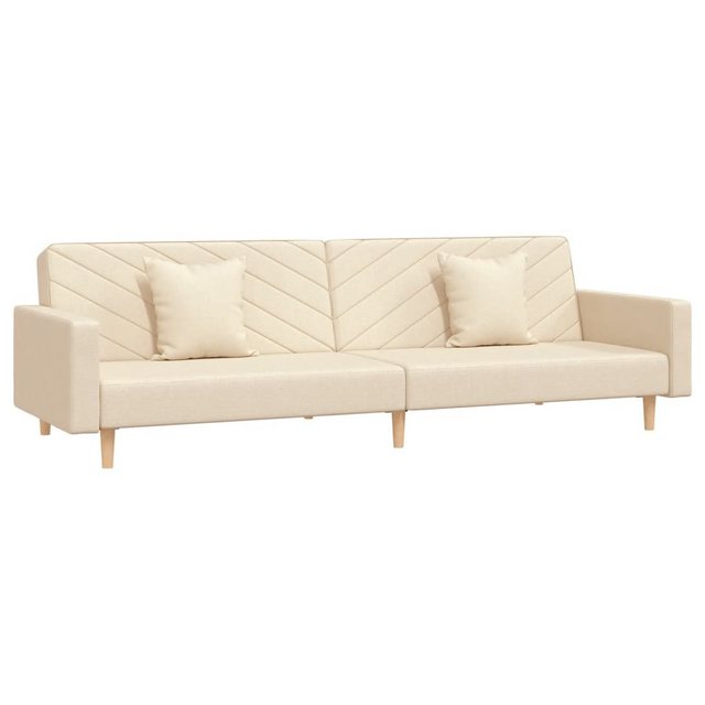 vidaXL Schlafsofa, Sofa 2-Sitzer mit 2 Kissen Creme Stoff günstig online kaufen