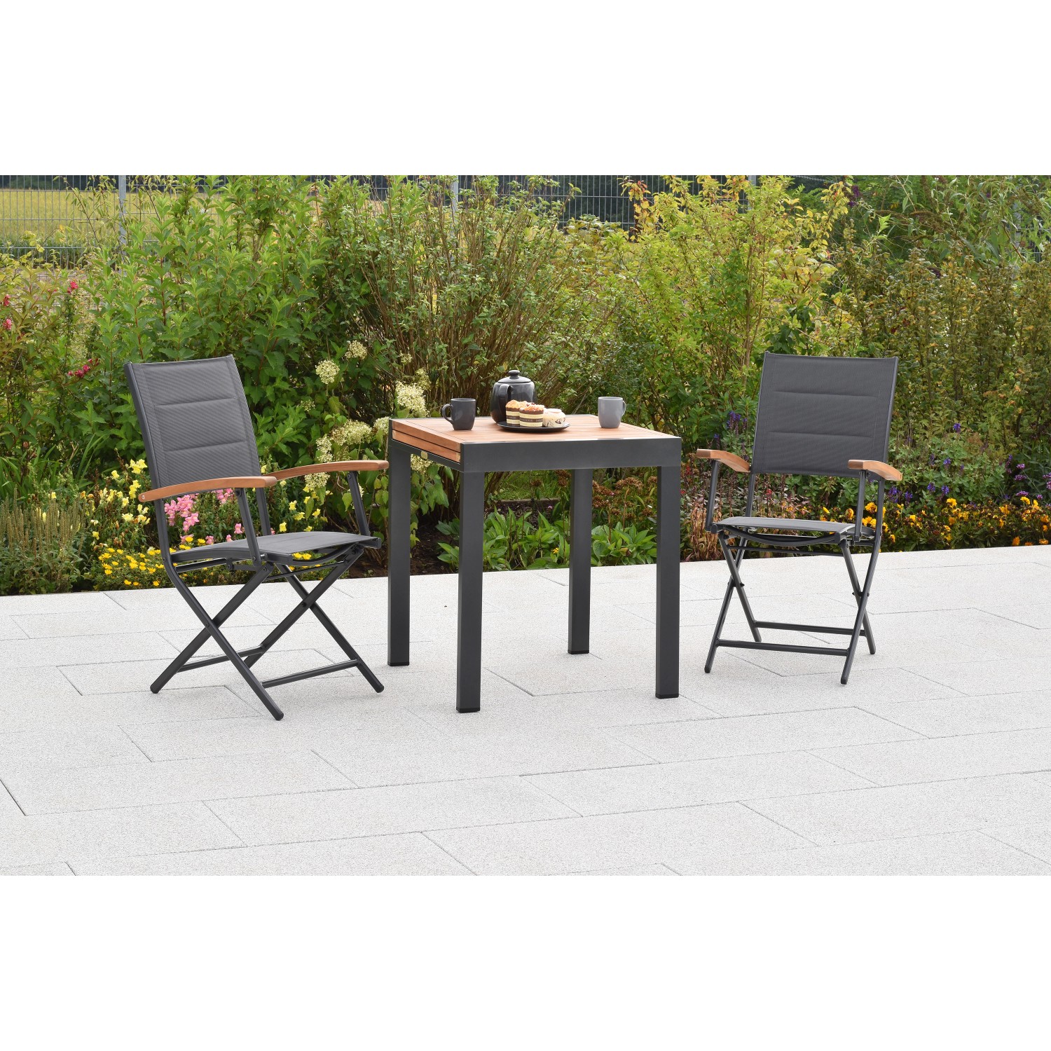 Merxx Paxos Set 3-tlg. 2 Klappsessel Balkon-Tisch Ausziehbar 65 (130) x 65 günstig online kaufen