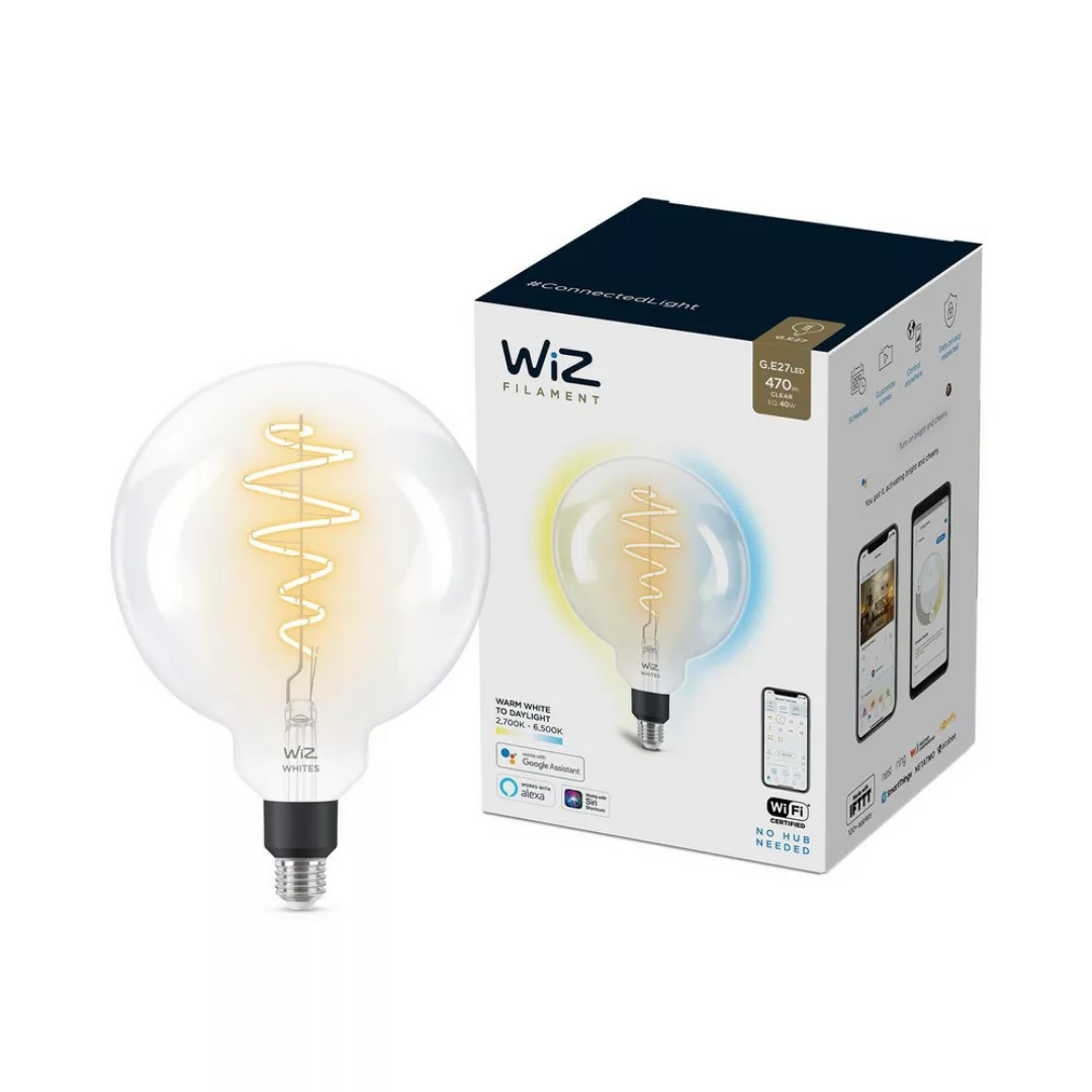 WiZ LED Smart Leuchtmittel in Transparent E27 G200 6,7W 470lm günstig online kaufen
