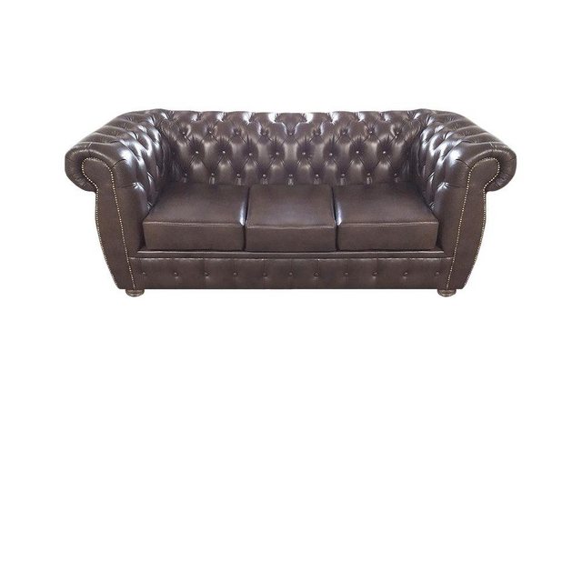 JVmoebel Chesterfield-Sofa Braun Sofa Dreisitze Couch Leder Sessel Neu Möbe günstig online kaufen