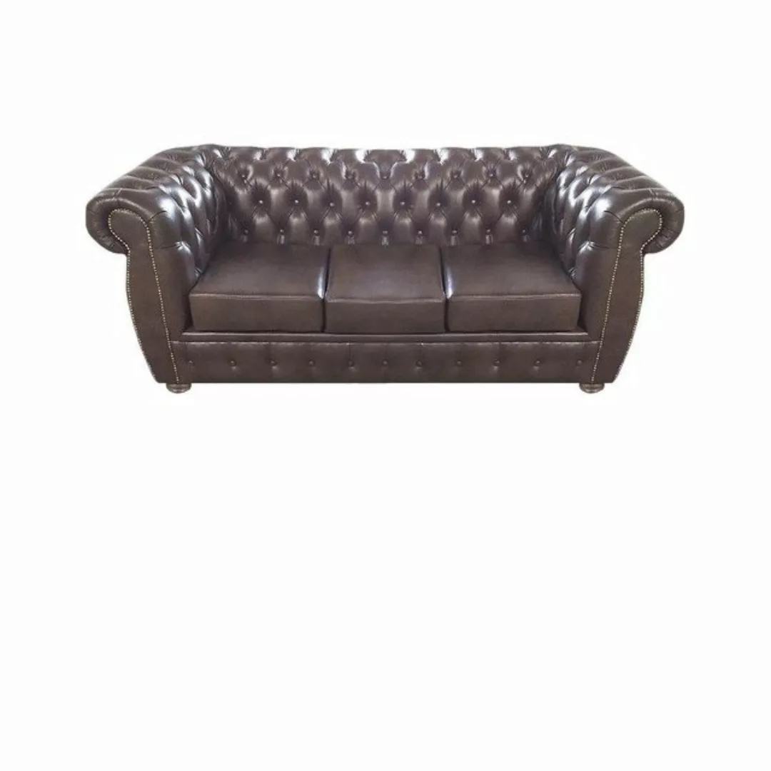 JVmoebel Chesterfield-Sofa Braun Sofa Dreisitze Couch Leder Sessel Neu Möbe günstig online kaufen