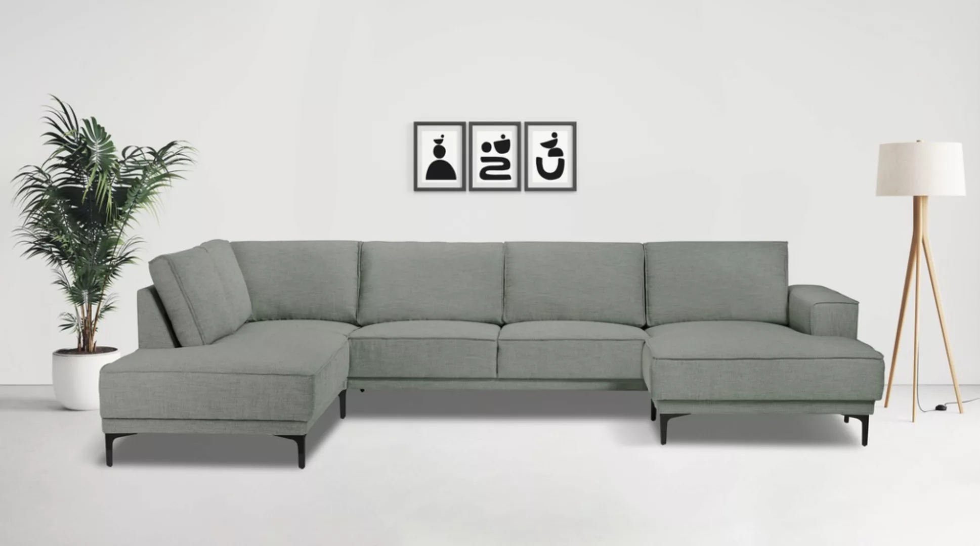 Places of Style Wohnlandschaft "XXL Sofa Oland, Struktur, Flachgewebe, Luxu günstig online kaufen