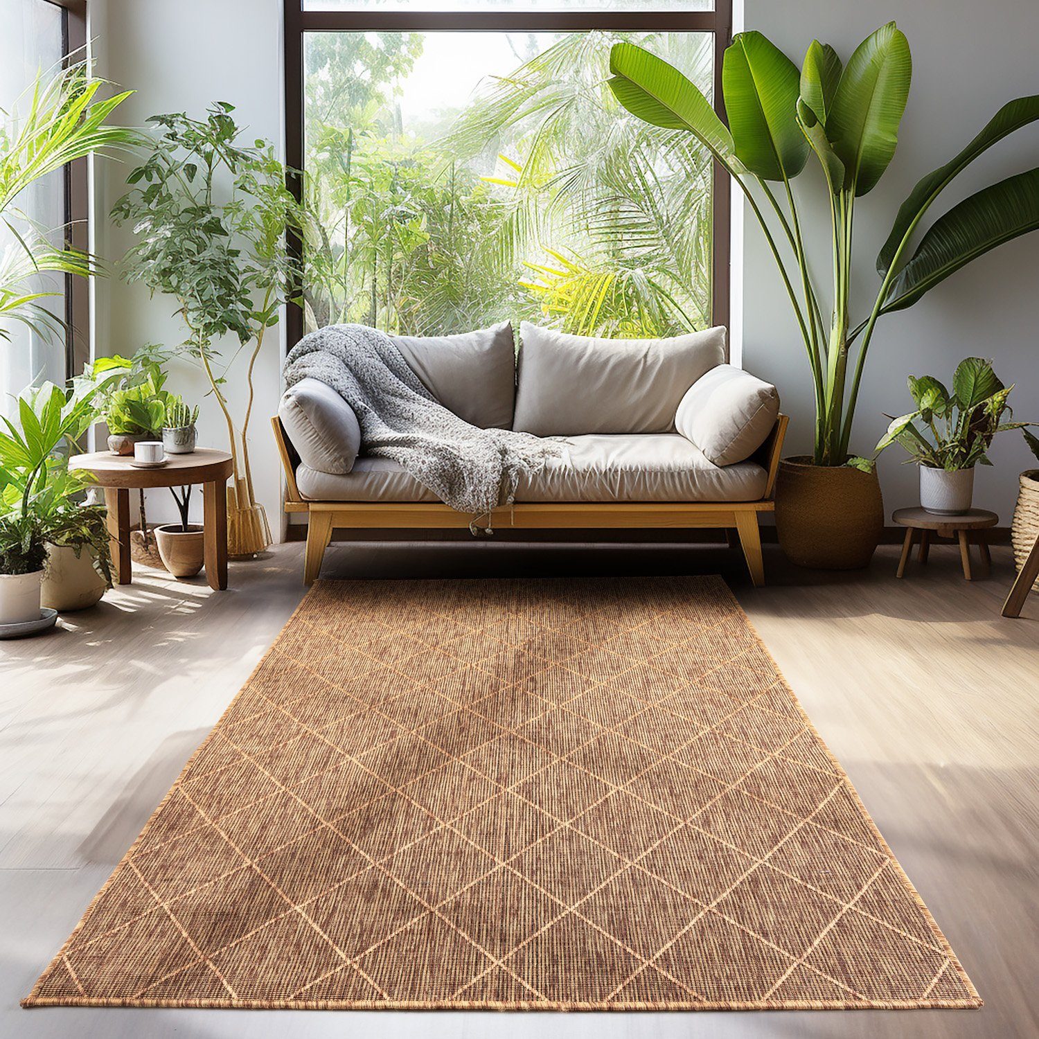 SIMPEX24 Outdoorteppich Rauten Design, Rechteckig, Höhe: günstig online kaufen