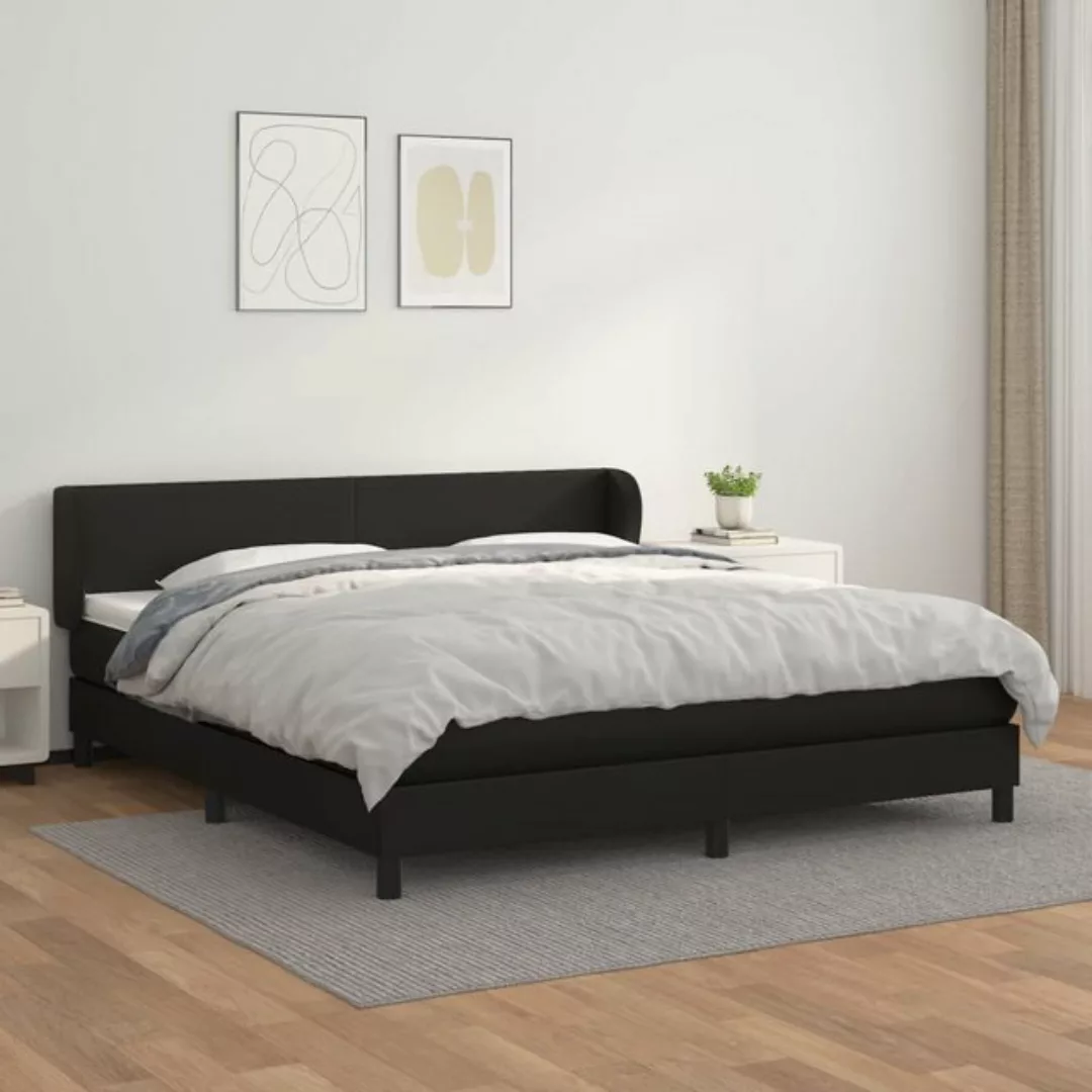 vidaXL Bettgestell Boxspringbett mit Matratze Schwarz 180x200 cm Kunstleder günstig online kaufen