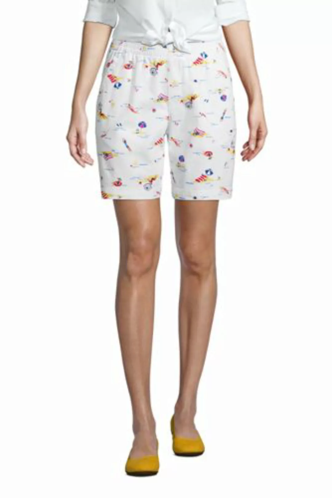 Chino-Shorts mit Dehnbund, 18 cm, Damen, Größe: S Normal, Weiß, Baumwoll-Mi günstig online kaufen