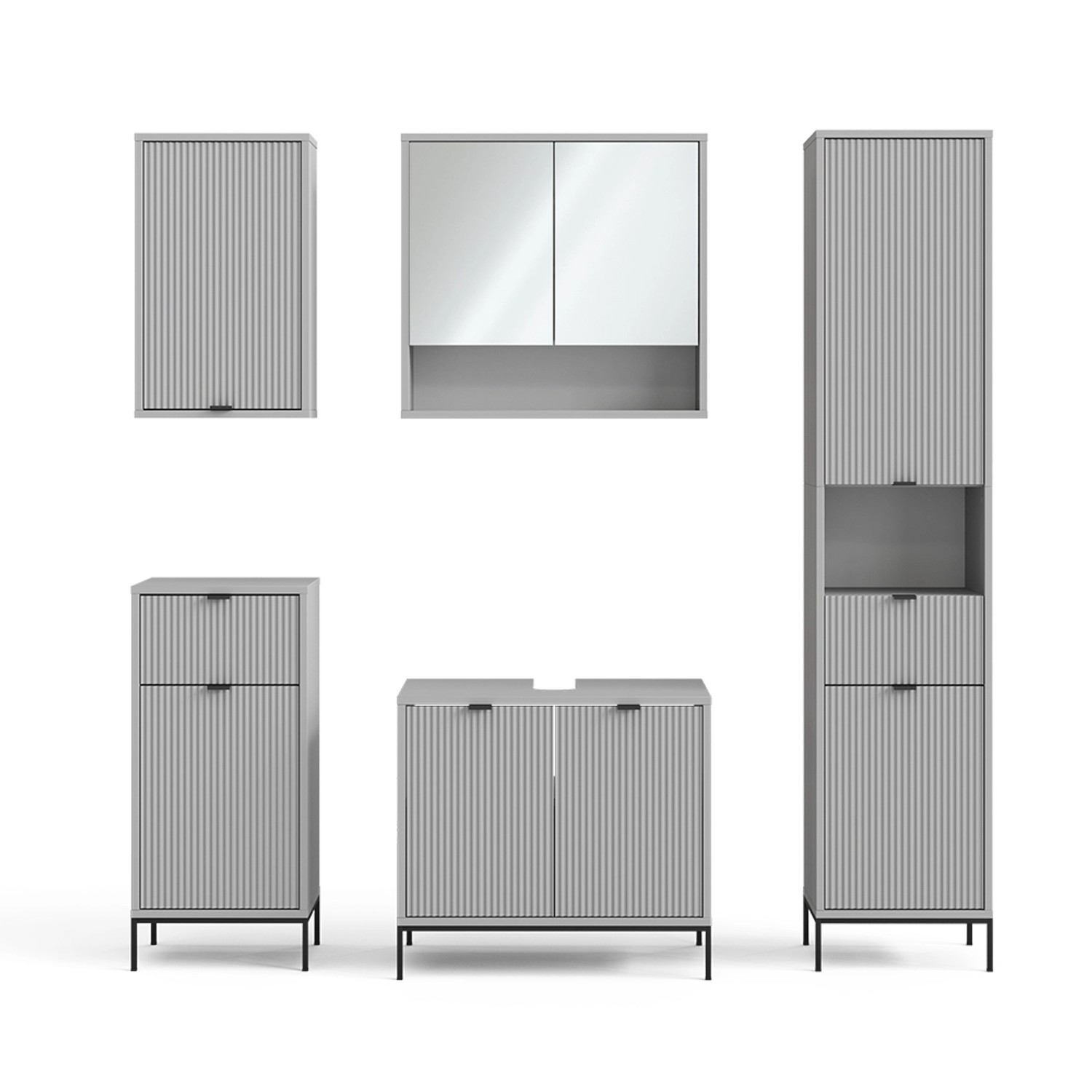 Vicco Badmöbel-Set Eliza, Grau, 5 Teile, günstig online kaufen