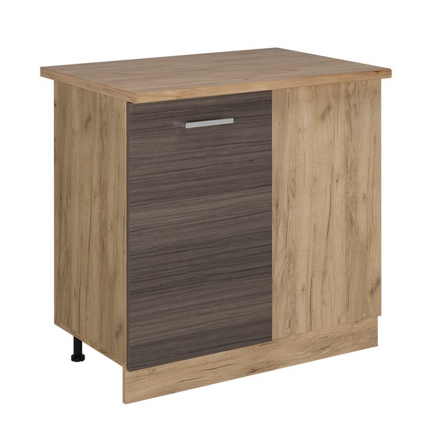 Vicco Eckunterschrank R-Line, Edelgrau/Goldkraft Eiche, 86 cm, AP Eiche günstig online kaufen