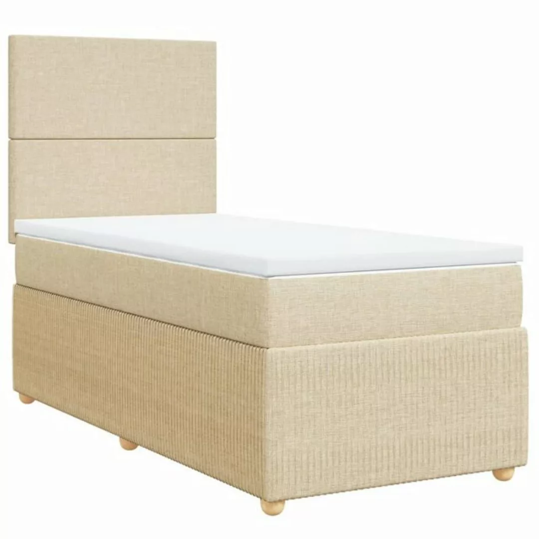 vidaXL Bett Boxspringbett mit Matratze Creme 100x200 cm Stoff günstig online kaufen