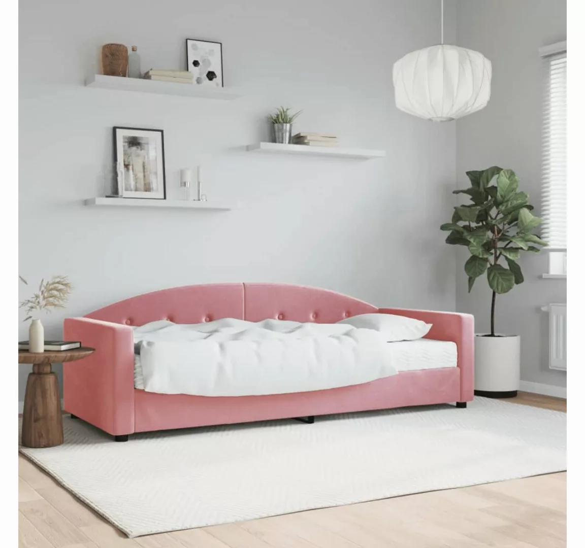 vidaXL Gästebett Gästebett Tagesbett mit Matratze Rosa 80x200 cm Samt Bett günstig online kaufen