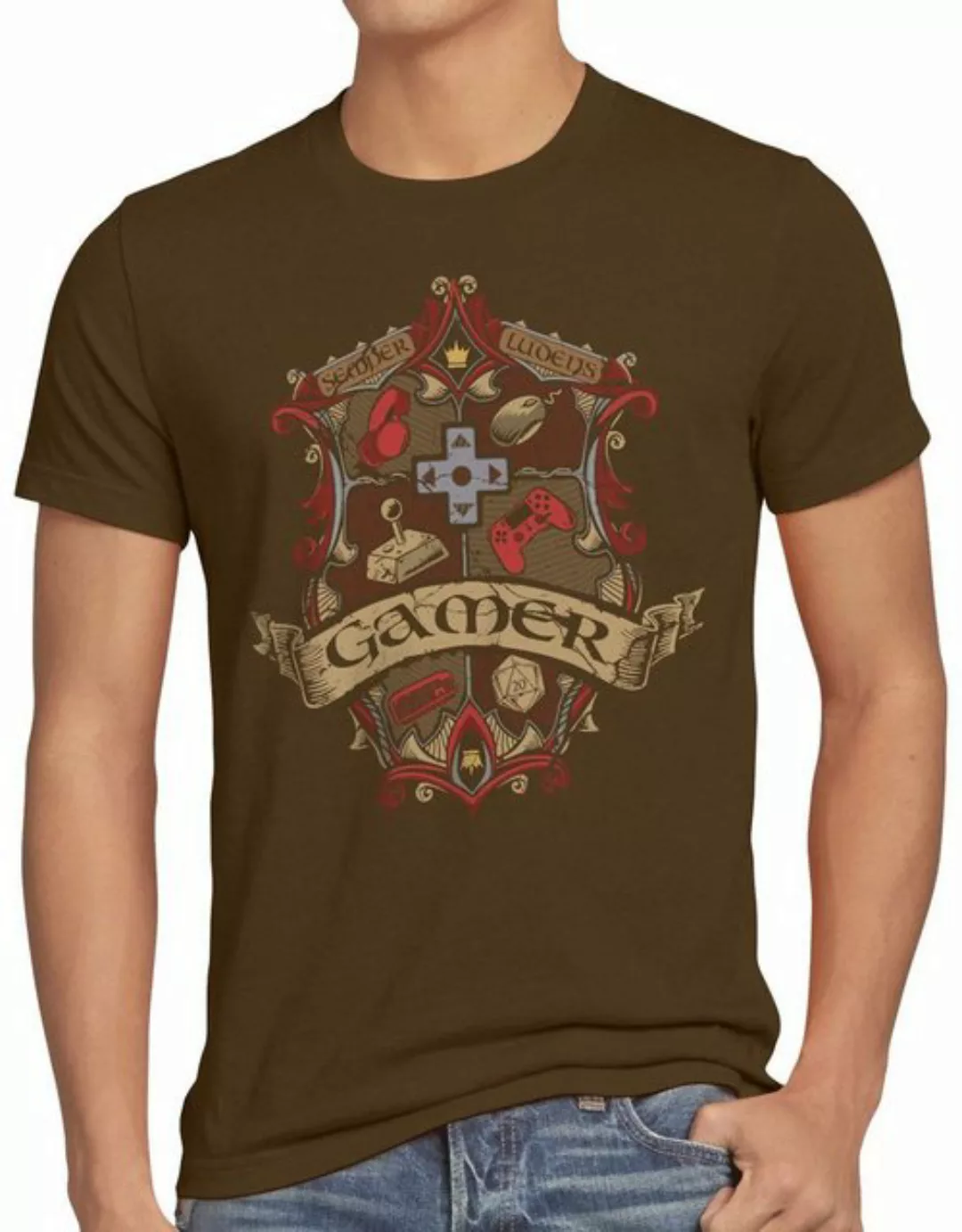 style3 Print-Shirt Herren T-Shirt Gamer Wappen spieleabend gesellschaftsspi günstig online kaufen