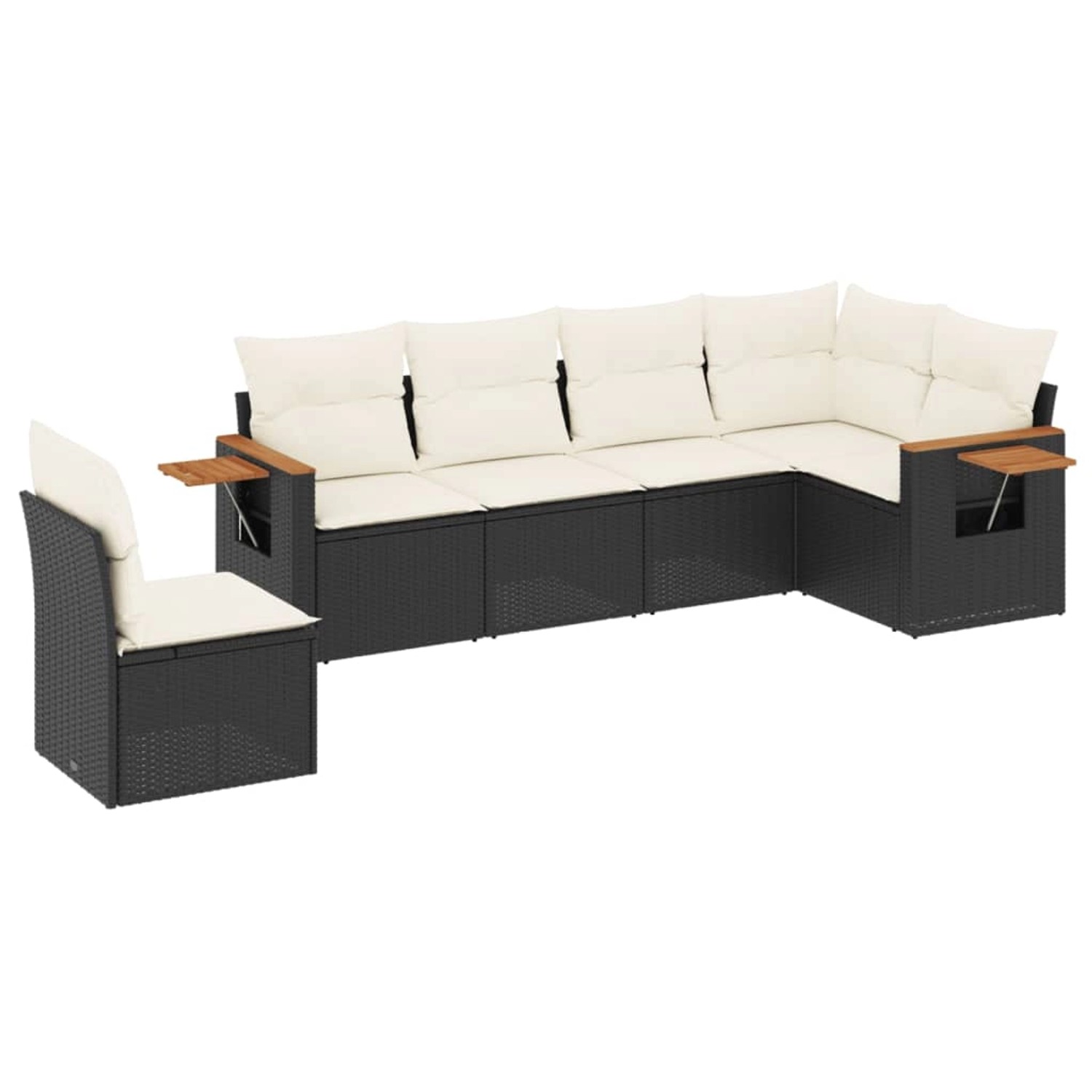 vidaXL 6-Tlg Garten-Sofagarnitur mit Kissen Schwarz Poly Rattan 3226854 günstig online kaufen
