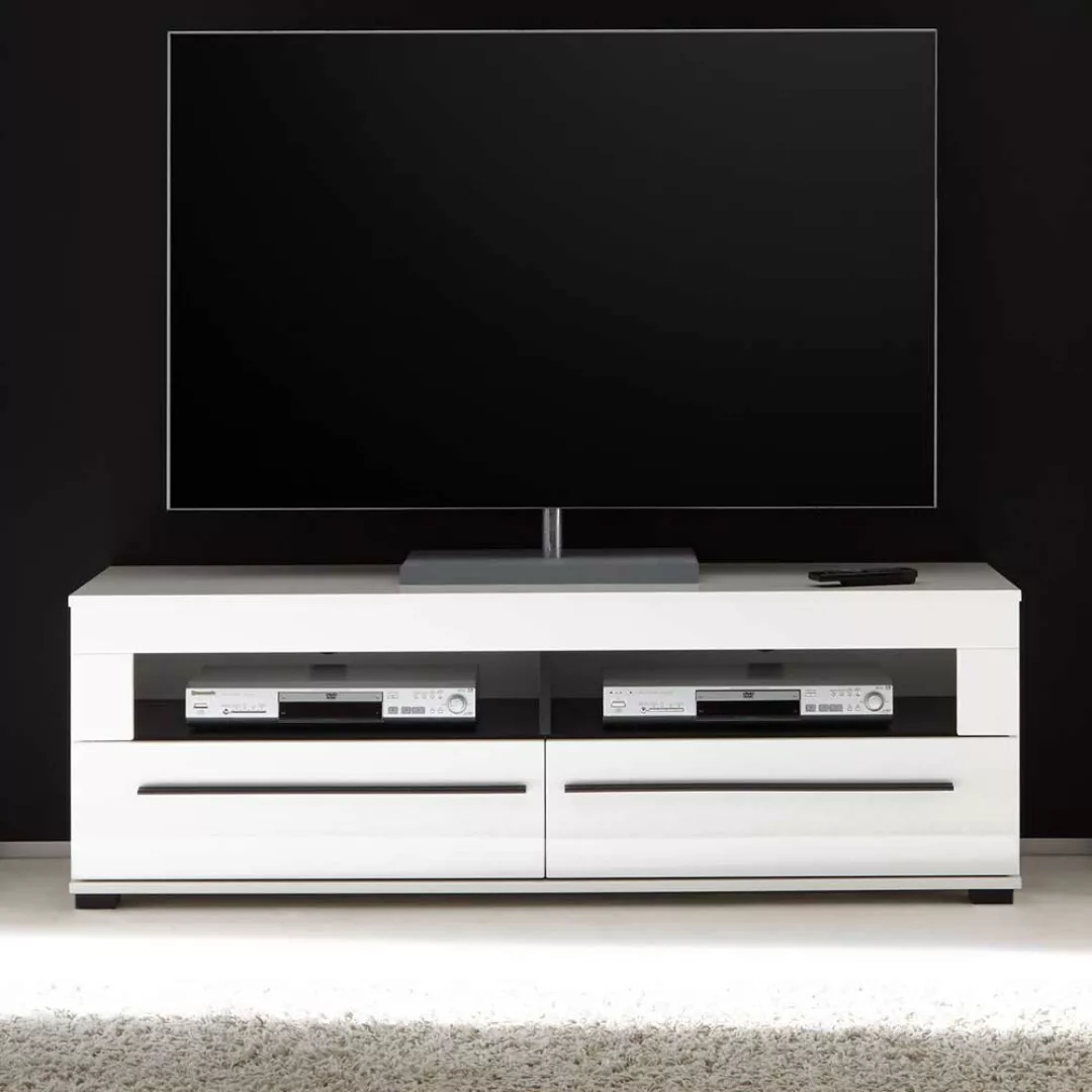 TV Board in Hochglanz Weiß 140 cm günstig online kaufen