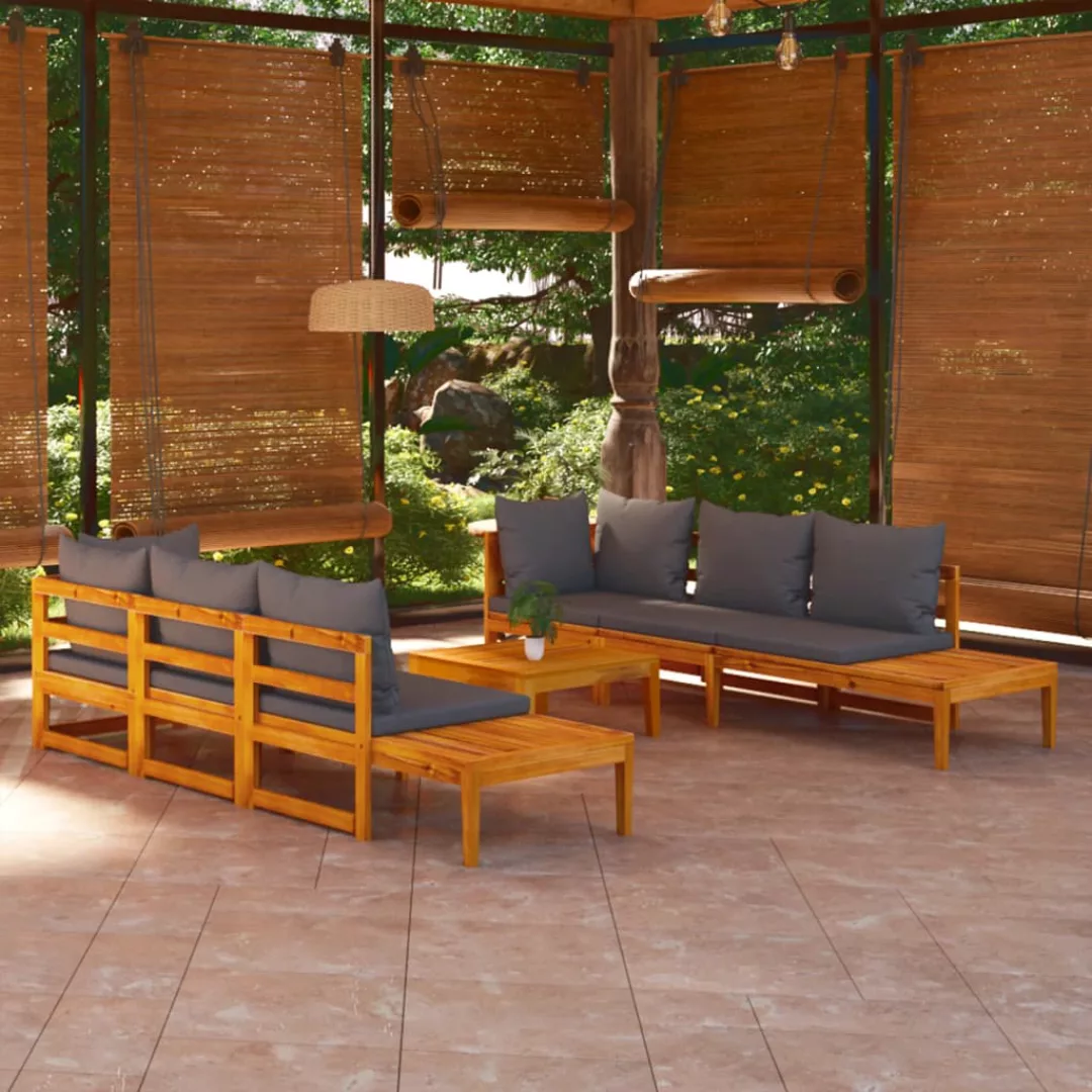 Vidaxl 5-tlg. Garten-lounge-set Mit Dunkelgrauen Kissen Akazienholz günstig online kaufen
