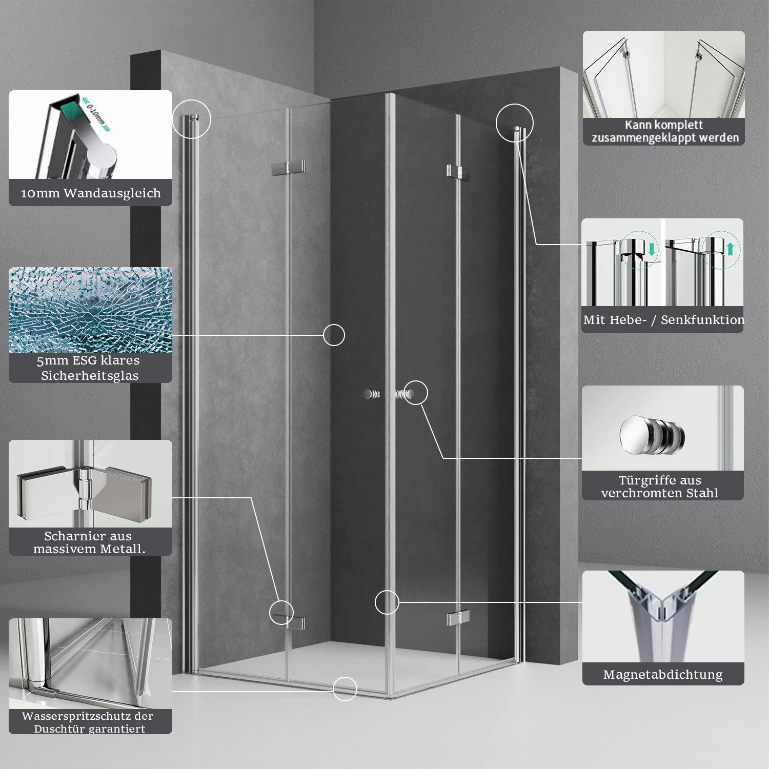 Boromal Eckdusche Duschkabine 90x90 75x90 100x100 günstig online kaufen