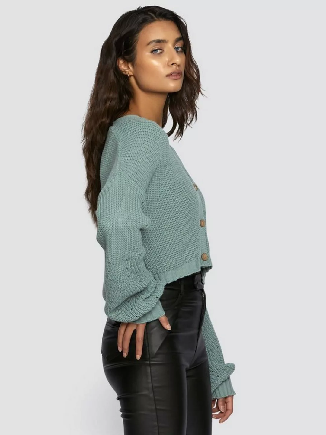 Freshlions Cardigan Crop Cardigan mit Knopfleiste in mint - L günstig online kaufen