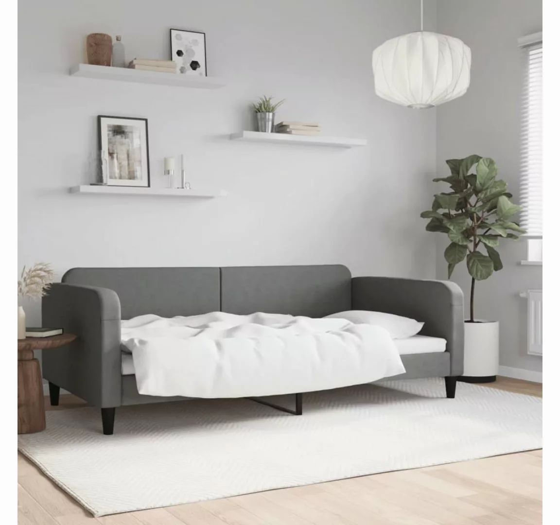 vidaXL Gästebett Tagesbett Dunkelgrau 100x200 cm Stoff Gästebett Gästecouch günstig online kaufen