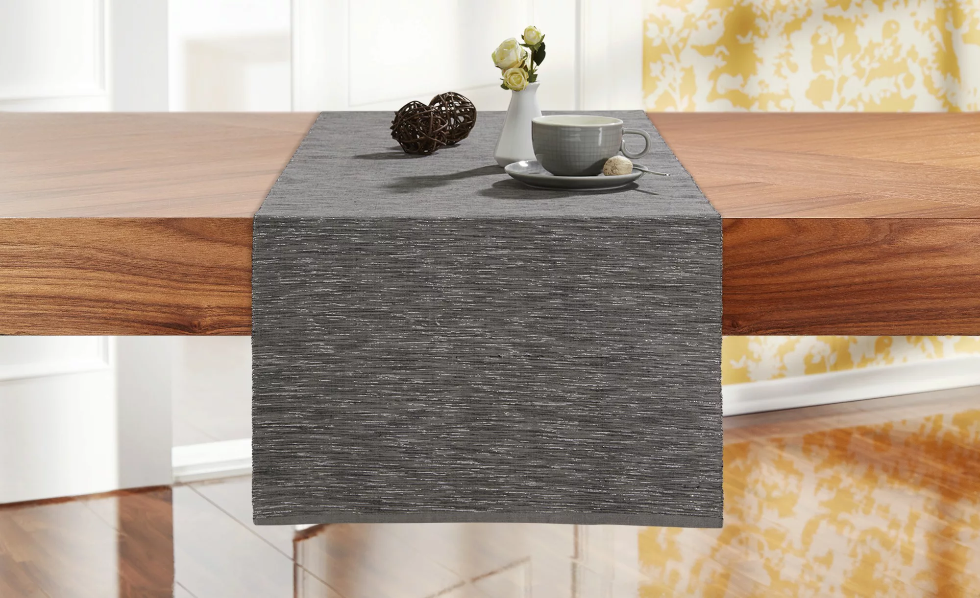 LAVIDA Tischläufer - grau - 100% Polyester - 40 cm - Sconto günstig online kaufen