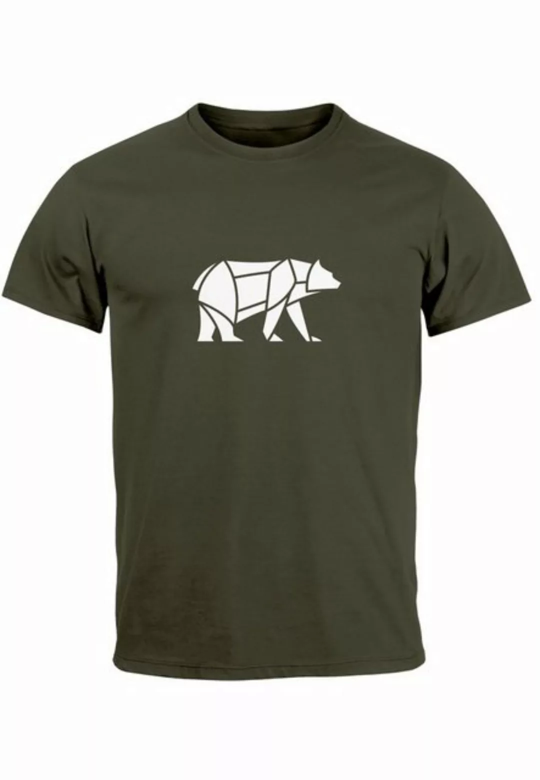 Neverless Print-Shirt Herren T-Shirt Polygon Design Print Bär Bear Tiermoti günstig online kaufen