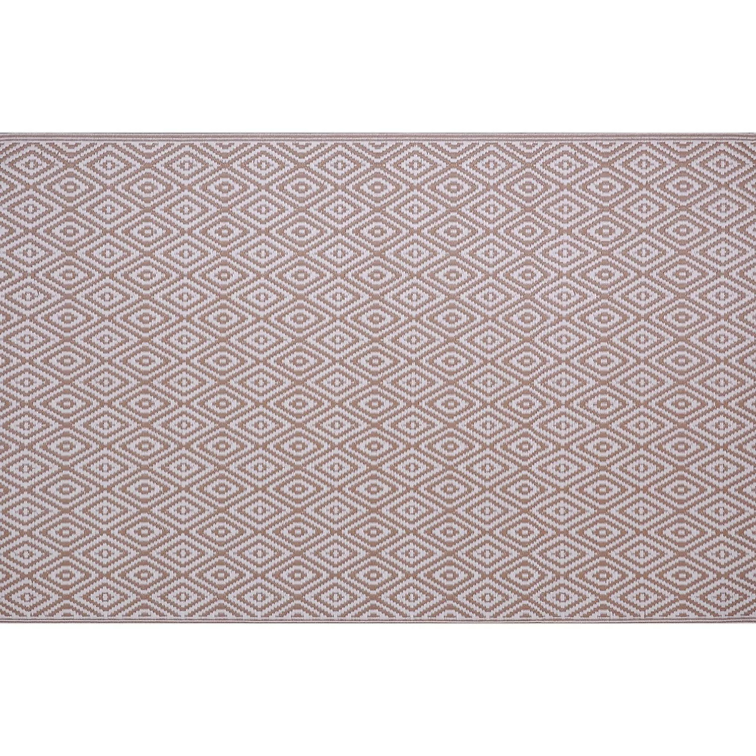 Outdoor-Teppich 120 cm x 180 cm Beige-Weiß Raute günstig online kaufen