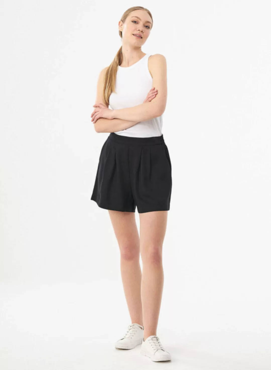 Shorts Aus Tencel Mit Bundfalten günstig online kaufen