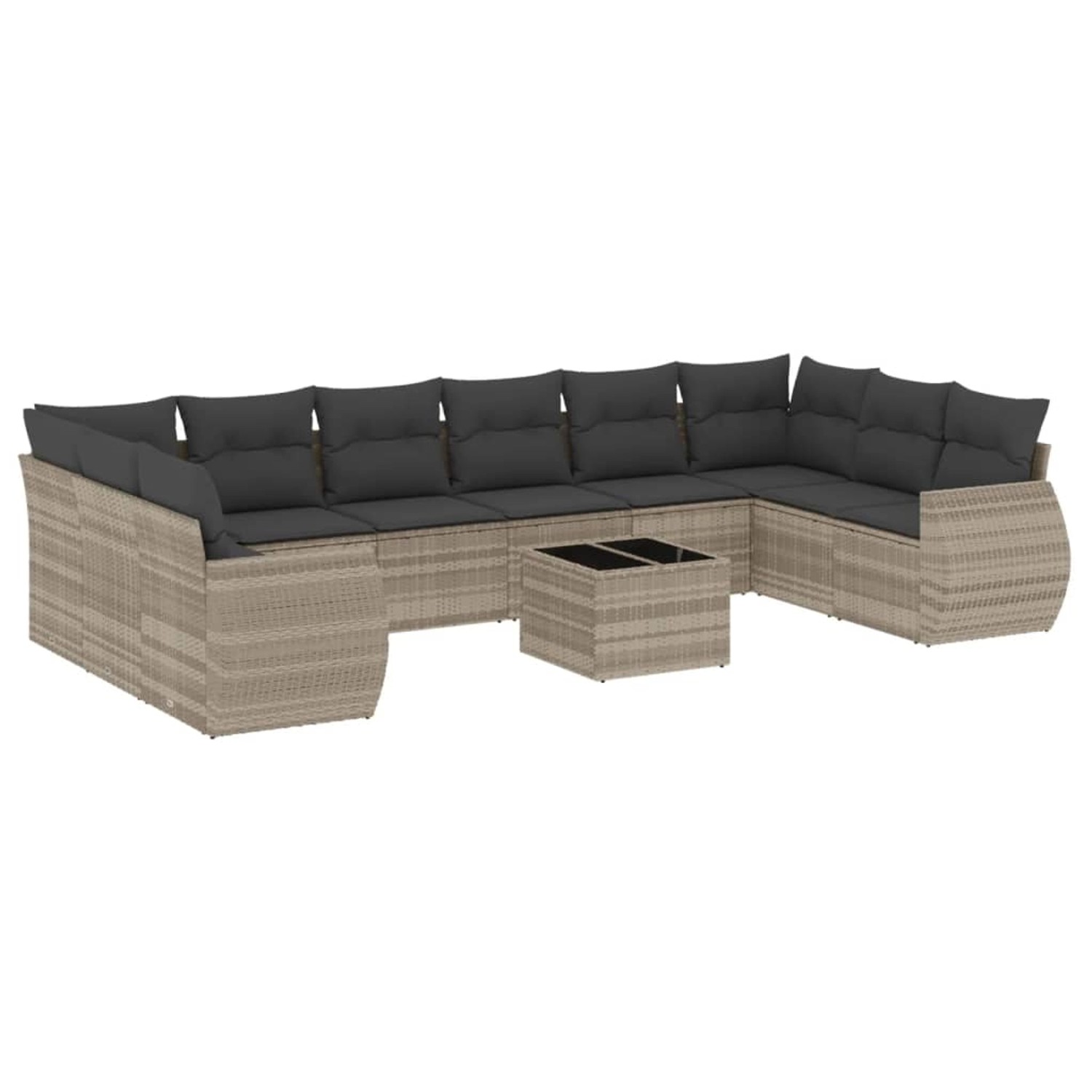 vidaXL 11-Tlg Garten-Sofagarnitur mit Kissen Hellgrau Poly Rattan 3254219 günstig online kaufen