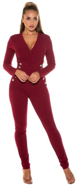 Koucla Jumpsuit eleganter Langarm-Overall mit V-Ausschnitt günstig online kaufen