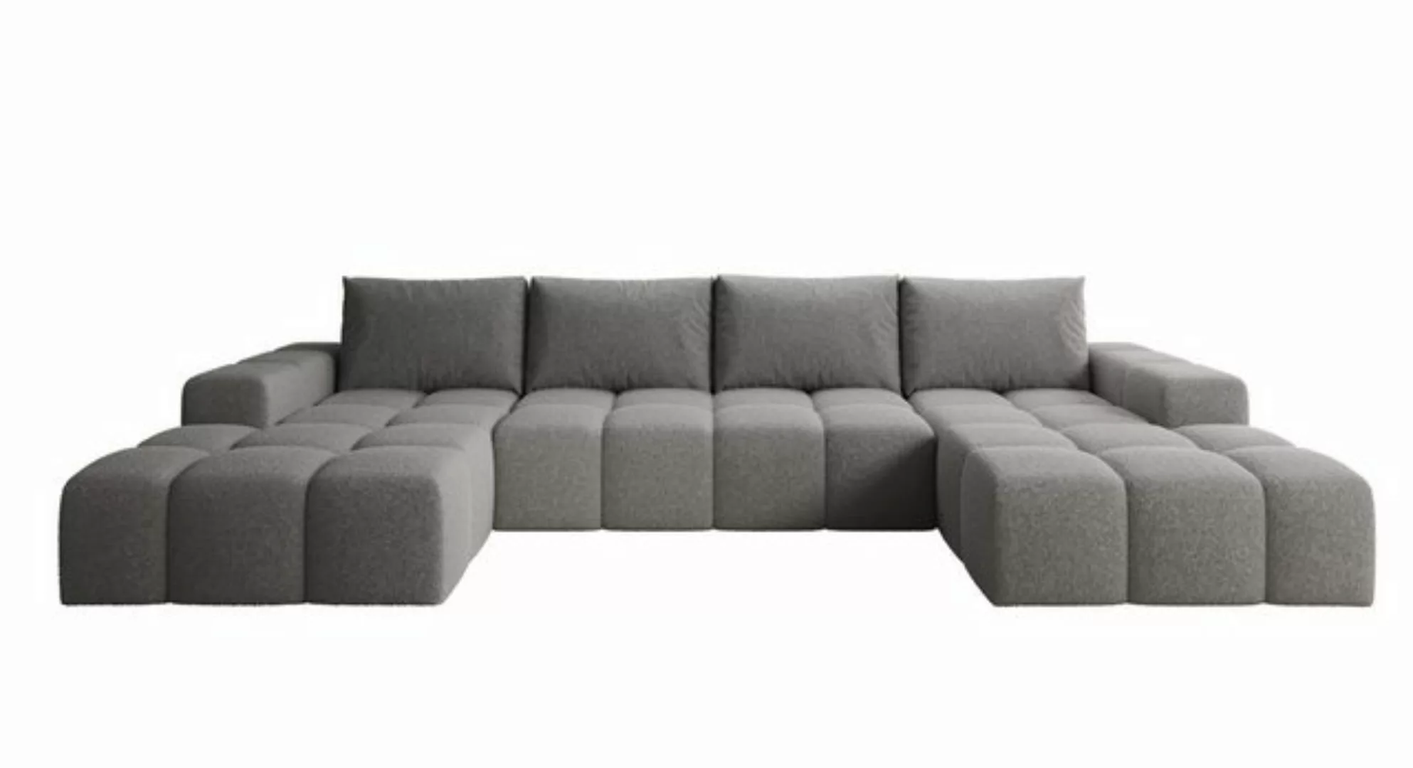 PROMETO Möbel Ecksofa Couch U-Form, Sofa U-Form Teddy-Bouclé - Stoff Cento günstig online kaufen