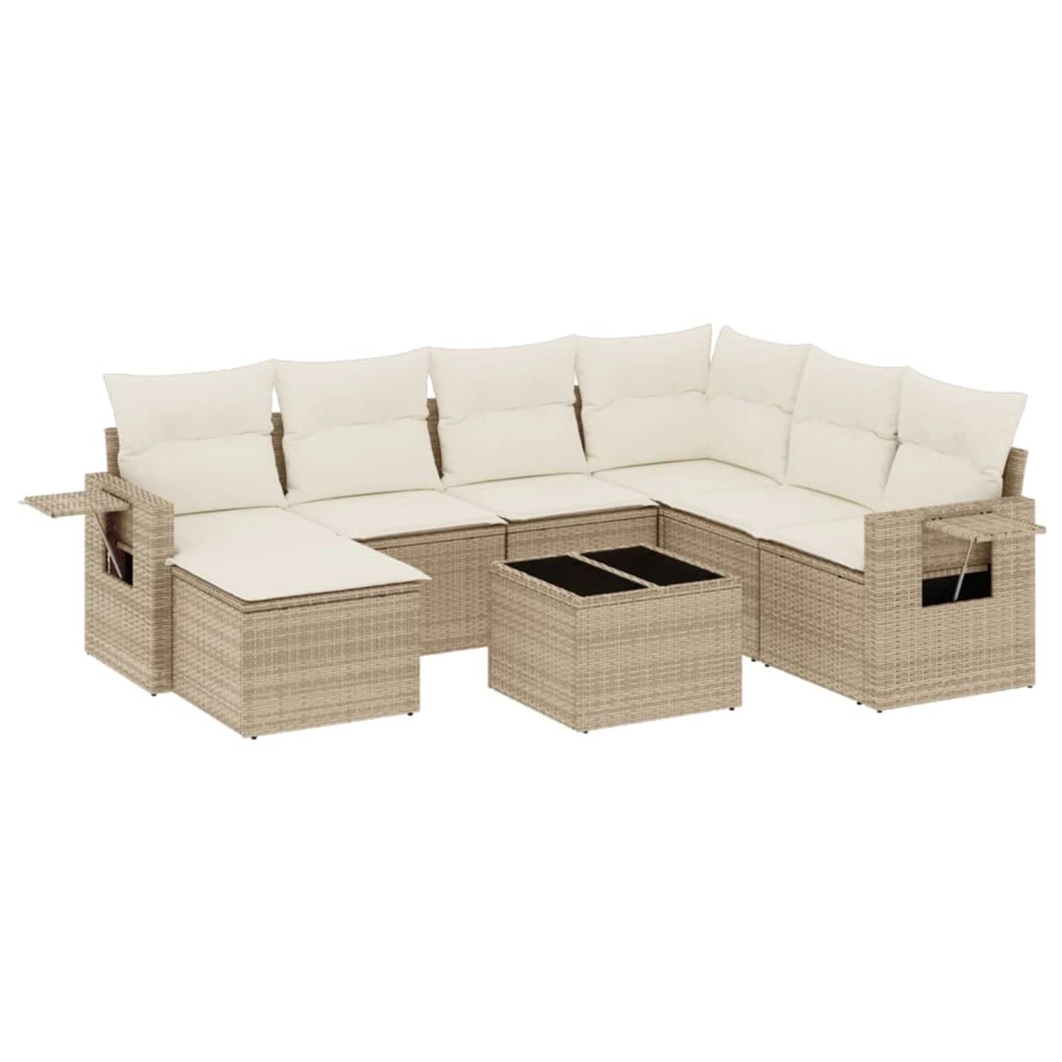 vidaXL 8-Tlg Garten-Sofagarnitur mit Kissen Beige Poly Rattan 3220507 günstig online kaufen
