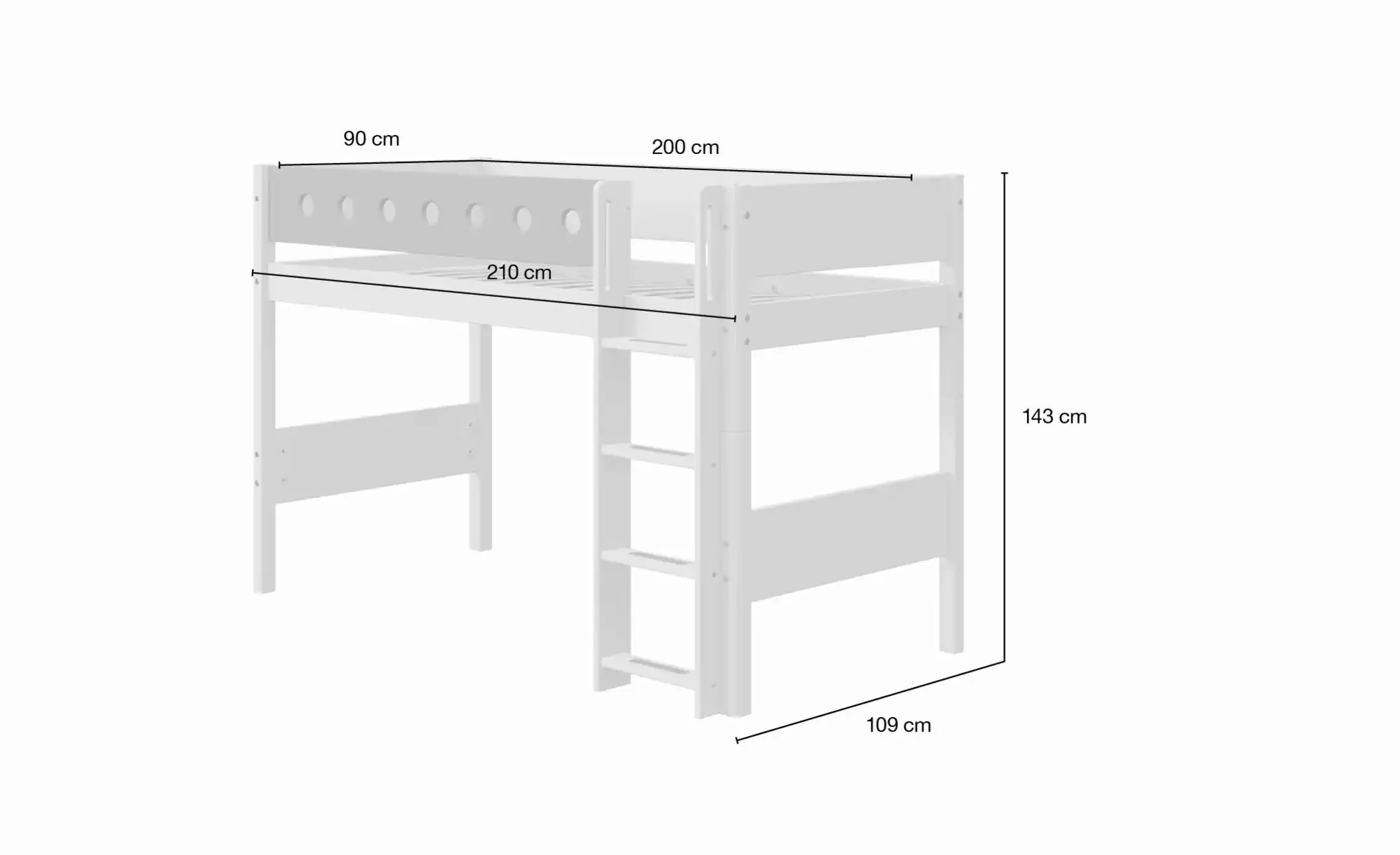 FLEXA Mittelhohes Bett  Flexa White ¦ weiß ¦ Maße (cm): B: 109 H: 143 Kinde günstig online kaufen