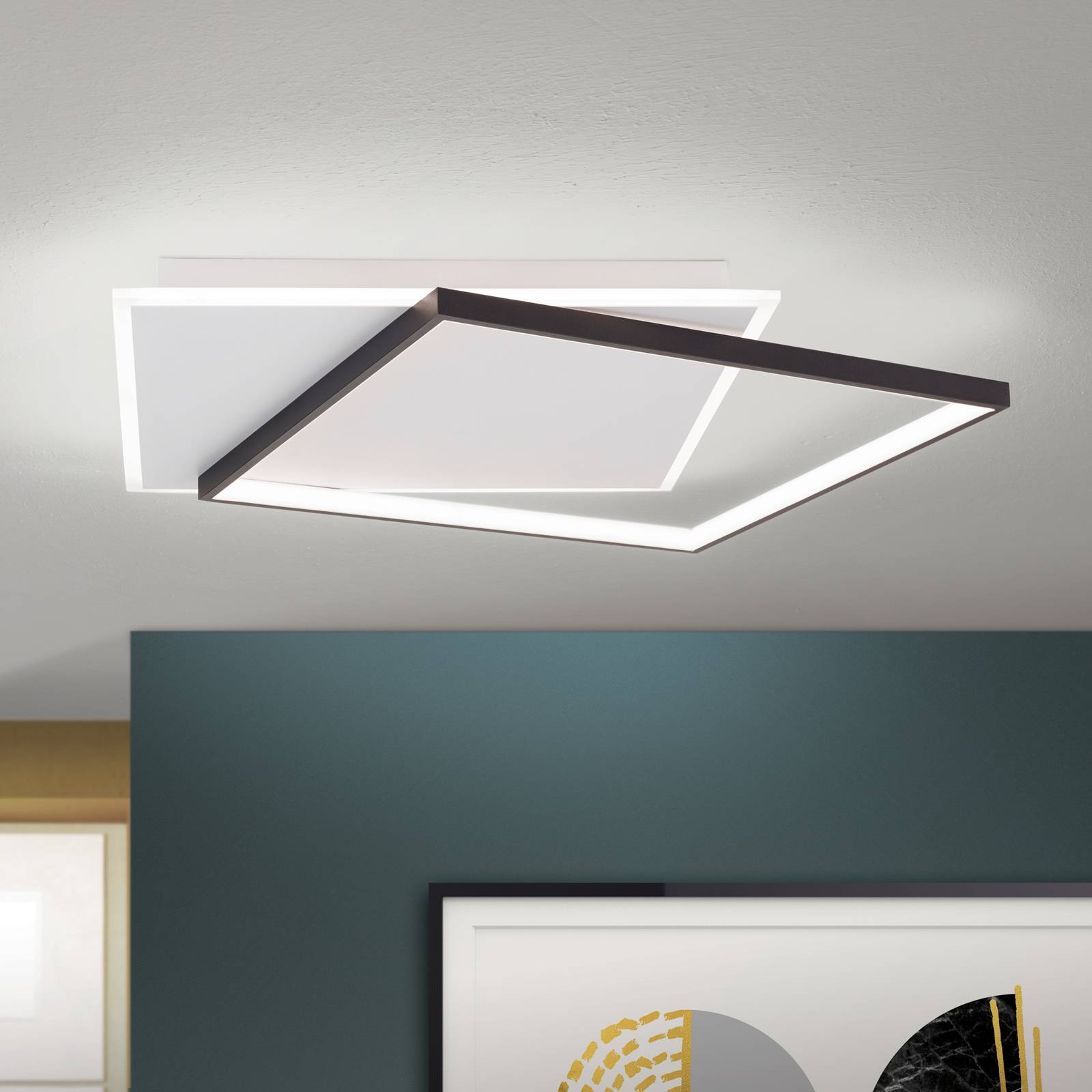 LED-Deckenlampe Emanuel, weiß/schwarz günstig online kaufen