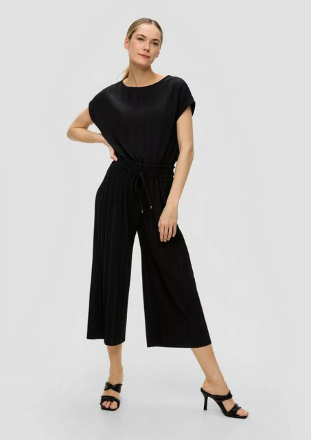 s.Oliver BLACK LABEL Stoffhose Plissierte Hose mit Wide Leg Bindegürtel günstig online kaufen